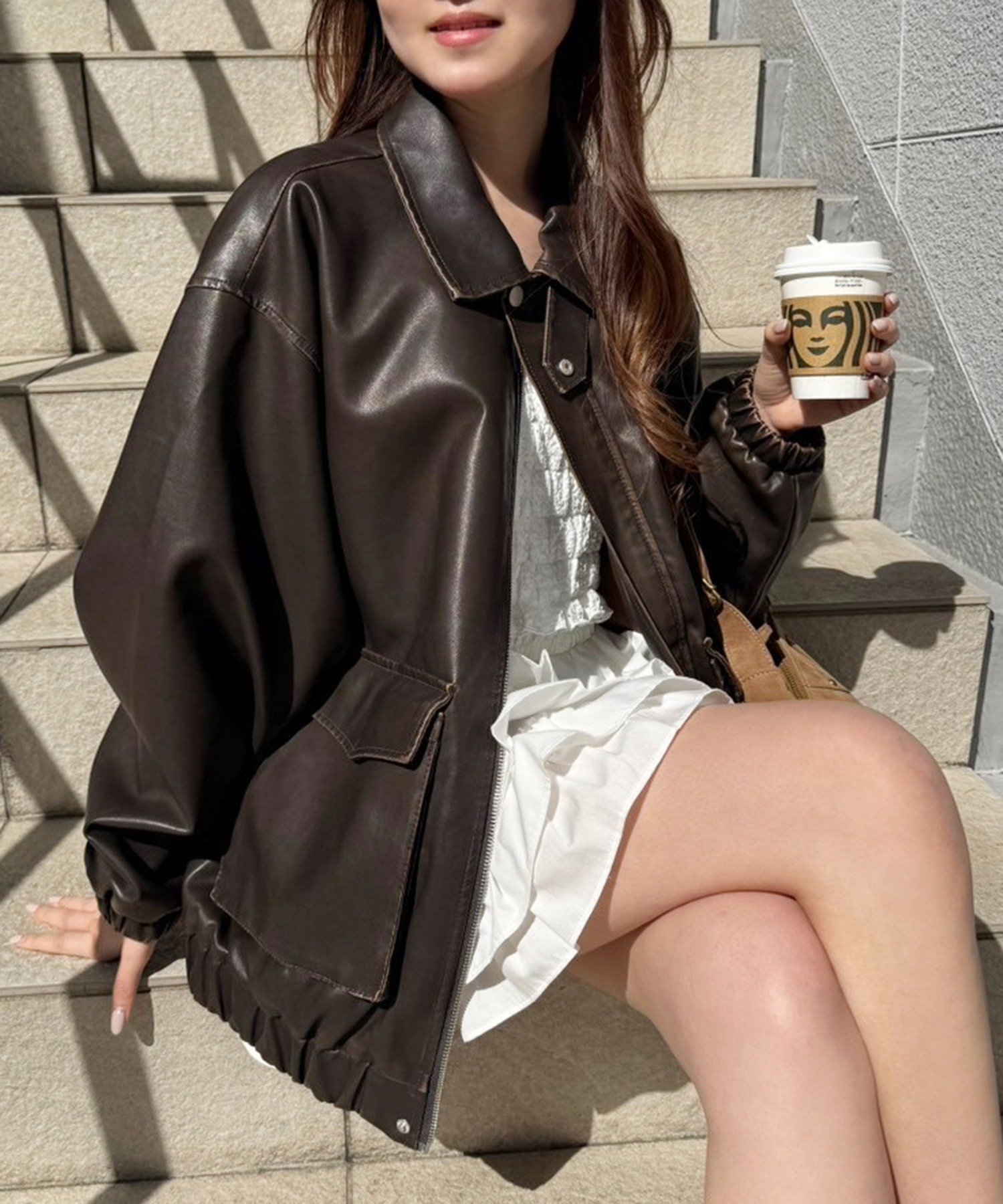 【ナイスクラップ/NICE CLAUP】のフェイクレザージャケット インテリア・キッズ・メンズ・レディースファッション・服の通販 founy(ファニー) 　ファッション　Fashion　レディースファッション　Fashion for Women　アウター　Coat / Outerwear Collection　レディースジャケット・軽アウター　Jackets　おすすめ　Recommended / Our Picks　ショルダー　Shoulder, Shoulder Strap　ドロップ　Drop Shoulder, Dropped Style　ポケット　Pocket, Pocket Detail　ブラウン|ID: prp329100004877484 ipo3291000000036384140