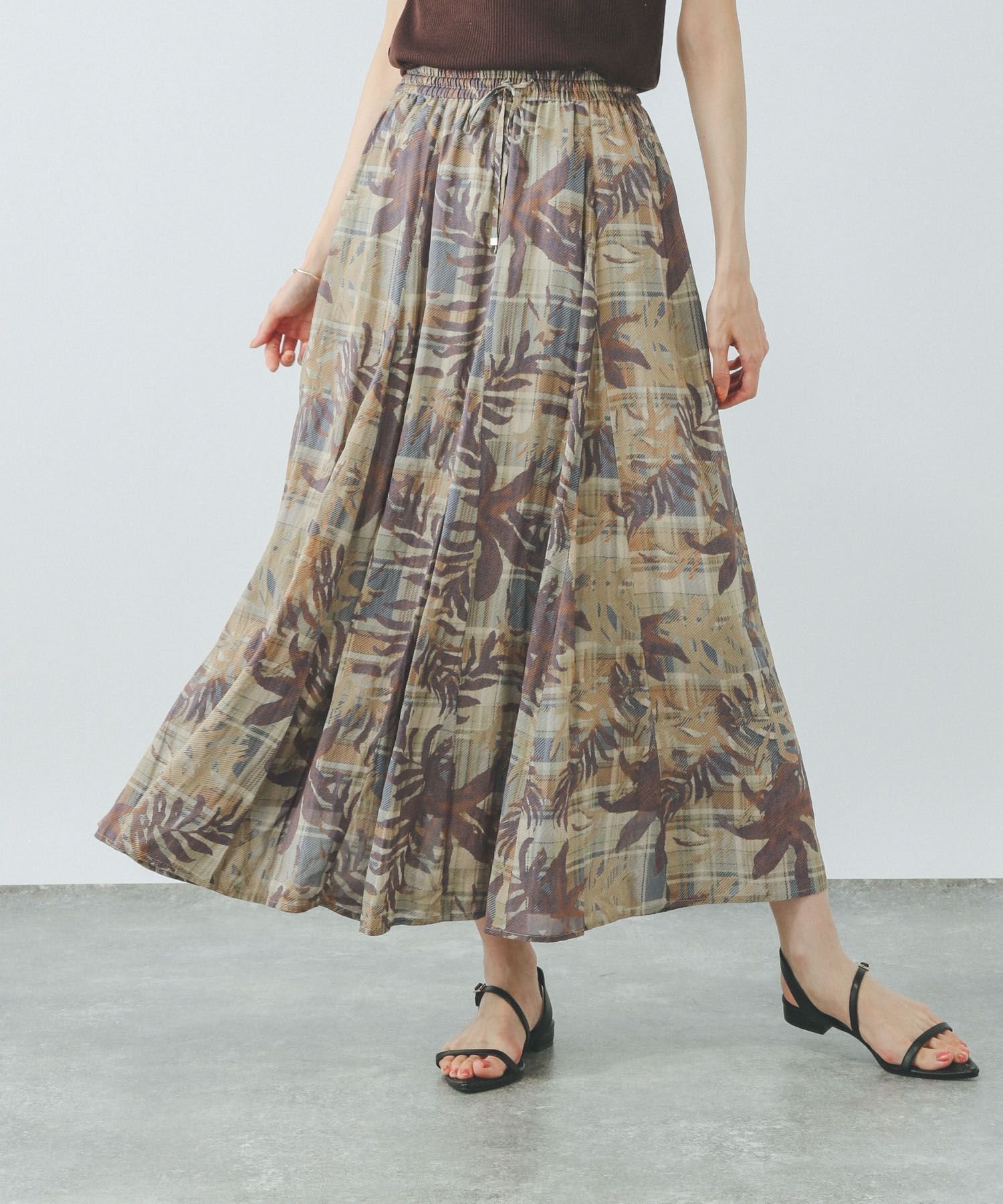 【グローバルワーク/GLOBAL WORK】のエアリーリラックスフレアスカート/147678 インテリア・キッズ・メンズ・レディースファッション・服の通販 founy(ファニー) 　ファッション　Fashion　レディースファッション　Fashion for Women　スカート　Skirts　Aライン・フレアスカート　A-Line & Flared Skirts　シンプル　Simple, Minimal　ジャケット　Jacket, Outerwear　デニム　Denim, Jeans Material　ブルゾン　Blouson, Bomber Jacket　メタル　Metal, Metal Parts　エレガント 上品　Elegant　楽ちん　Easy Fit, Comfortable　チェックリーフ50|ID: prp329100004877507 ipo3291000000036384254