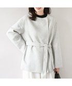 【オフオン/ofuon】のスムースリバー ノーカラーミドル丈コート ライトグレー|ID: prp329100004878471 ipo3291000000036394452