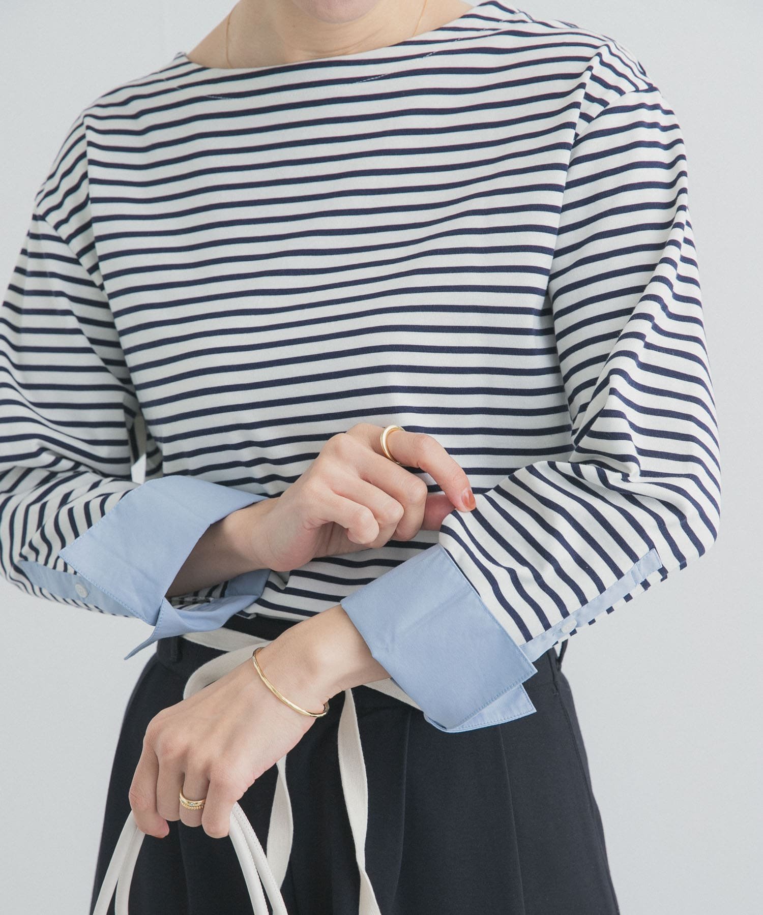 【アーバンリサーチ ドアーズ/URBAN RESEARCH DOORS】のカフスドッキングボーダープルオーバー インテリア・キッズ・メンズ・レディースファッション・服の通販 founy(ファニー) ファッション Fashion レディースファッション Fashion for Women トップス・カットソー Cut & Sew Tops カジュアルプルオーバー・ニットトップス Pullovers & Knit Tops / Casual Pullovers 2026年 2026 インナー Innerwear カットソー Cut and Sewn Top カフス Cuff Design カーディガン Cardigan, Knitwear シンプル Simple, Minimal ジャケット Jacket, Outerwear ボーダー Border, Stripe エレガント 上品 Elegant 夏 Summer S/S・春夏 SS, Spring/Summer, Warm Season ホワイト系その他|ID: prp329100004878484 ipo3291000000036394663