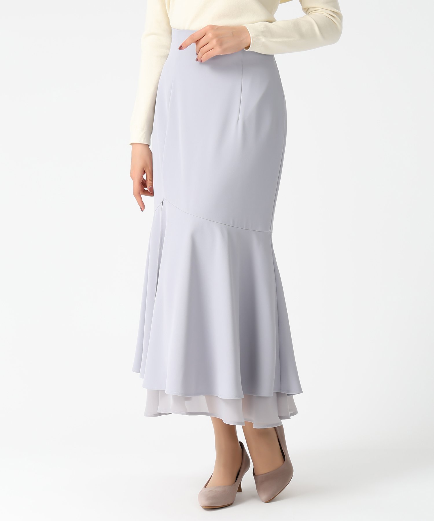 【ミッシュマッシュ/MISCH MASCH】の裾シアーマーメイドスカート MM617209 インテリア・キッズ・メンズ・レディースファッション・服の通販 founy(ファニー) 　ファッション　Fashion　レディースファッション　Fashion for Women　スカート　Skirts　シアー　Sheer, See-Through　シフォン　Chiffon, Lightweight Fabric　スリット　Slit, Slit Detail　今季　This Season, Current Season　切替　Switching, Contrast Panel　グレー|ID: prp329100004878563 ipo3291000000036396501