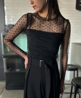 【アウトフィッター ラボ/Outfitter lab】のクルーネック ドットシアートップス 人気、トレンドファッション・服の通販 founy(ファニー) ファッション Fashion レディースファッション Fashion for Women トップス・カットソー Cut & Sew Tops アウトドア Outdoor Clothing アクセサリー Fashion Accessories インナー Innerwear オケージョン Occasion Wear 春 Spring 秋 Autumn キャミソール Camisole, Spaghetti Strap Top クラシカル Classical, Vintage-Inspired クール Cool, Chic サロペ Salopette, Salopette Dress シアー Sheer, See-Through ショート Short, Short Length シンプル Simple, Minimal ジャケット Jacket, Outerwear スウェット / スエット Sweatshirt, Sweatwear ストレッチ Stretch, Stretchy Fabric タンク Tank Top, Sleeveless Top デニム Denim, Jeans Material トレンド Trend, Trending Now ドット Polka Dot, Dot Pattern ハイネック High Neck, Mock Neck バランス Balance, Style Balance フェミニン Feminine, Girly フォーマル Formal, Dressy フレア Flare, Flared プリーツ Pleats, Pleated モノトーン Monotone, Black and White |ID:prp329100004878618