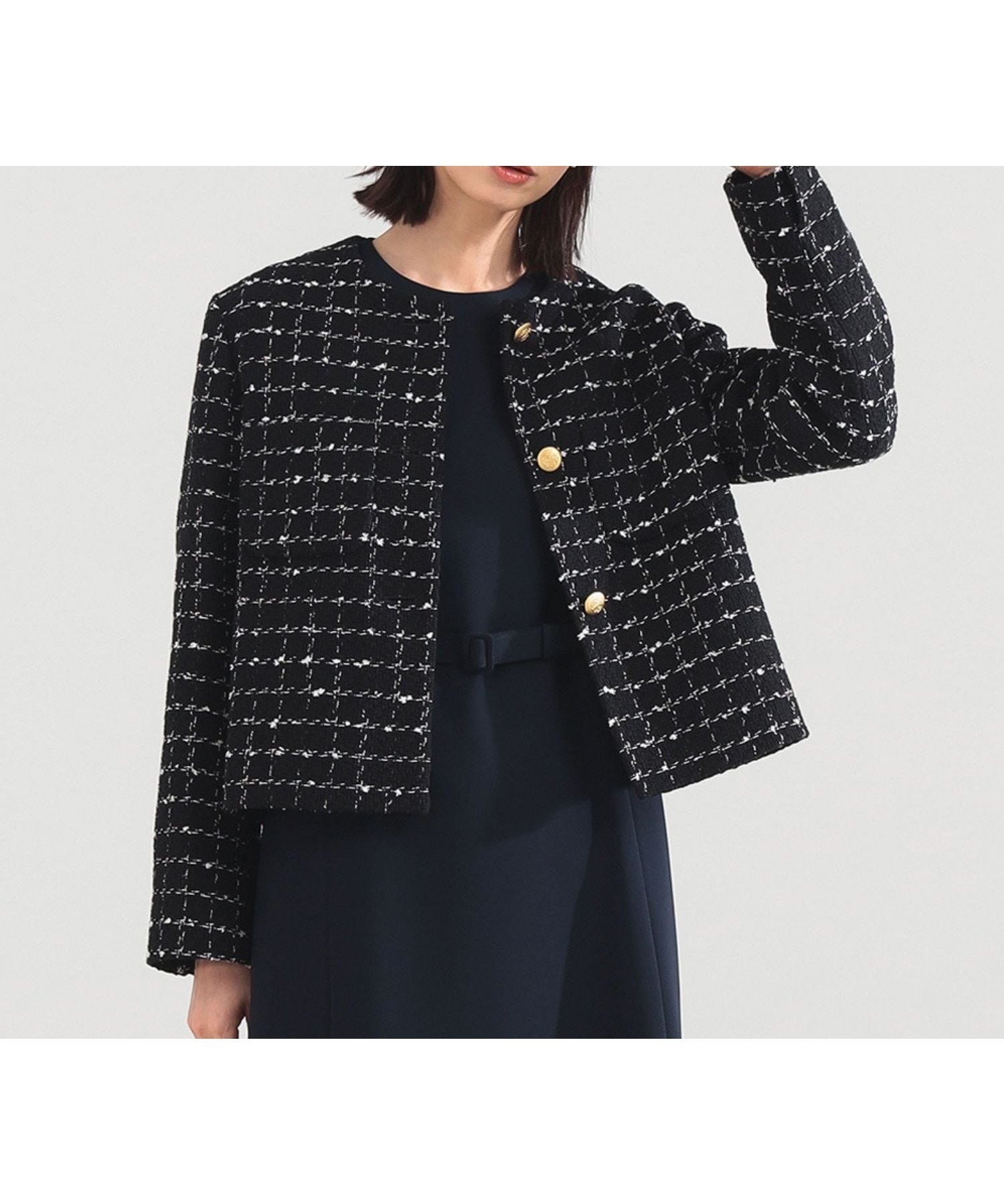 【デミルクス ビームス/Demi-Luxe BEAMS】の【期間限定+15%ポイントバック】ツイード ノーカラー ジャケット* ビームスセレモニー2026 ハレの日 卒入式 フォーマル 保護者会 式典 入学式 卒業式 入園式 ママスーツ 26SS インテリア・キッズ・メンズ・レディースファッション・服の通販 founy(ファニー) 　ファッション　Fashion　レディースファッション　Fashion for Women　アウター　Coat / Outerwear Collection　レディースジャケット・軽アウター　Jackets　ノーカラージャケット / シンプル上品コーデ　Collarless Jackets　スーツ　Business Suits & Workwear　スーツジャケット・オフィスブレザー　Suit Jackets / Blazers　コンパクト　Compact, Small Size　シンプル　Simple, Minimal　ジャケット　Jacket, Outerwear　スリット　Slit, Slit Detail　スーツ　Suit, Formalwear　ツイード　Twill, Twill Weave　フォーマル　Formal, Dressy　モノトーン　Monotone, Black and White　おすすめ　Recommended / Our Picks　入学式　Entrance Ceremony　卒業式　Graduation Ceremony　2026年　2026　BLACK|ID: prp329100004879307 ipo3291000000036408759