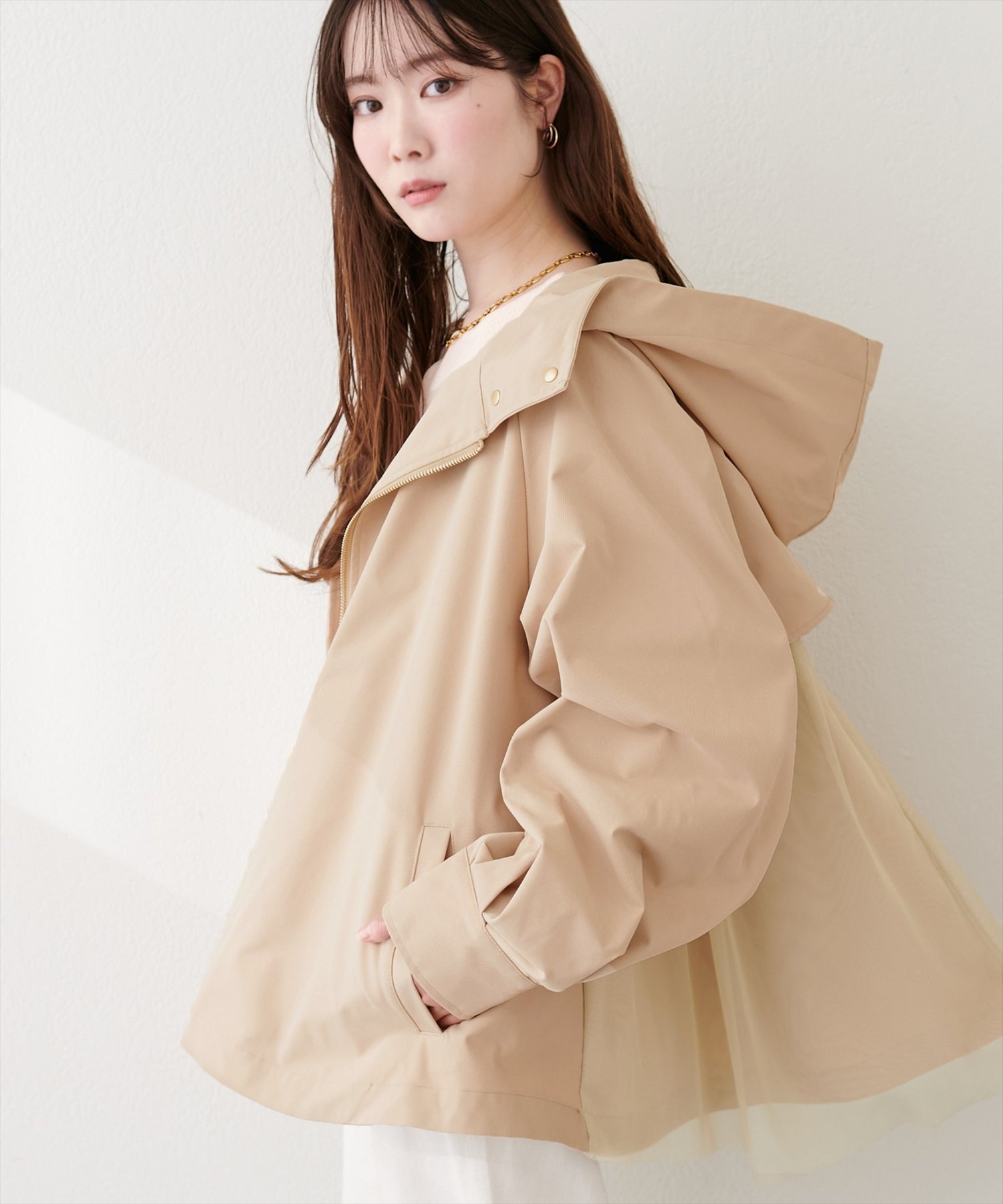 【ナチュラルクチュール/natural couture】のバックチュールペプラムマウンテンパーカージャケット インテリア・キッズ・メンズ・レディースファッション・服の通販 founy(ファニー) 　ファッション　Fashion　レディースファッション　Fashion for Women　アウター　Coat / Outerwear Collection　レディースジャケット・軽アウター　Jackets　エレガント 上品　Elegant　シンプル　Simple, Minimal　スニーカー　Sneakers, Trainers　チュール　Tulip, Tulip Motif　デニム　Denim, Jeans Material　バランス　Balance, Style Balance　パーカー　Hoodie, Parka　フロント　Front, Front Design　ポケット　Pocket, Pocket Detail　ミックス　Mix, Mixed Style　リラックス　Relax, Relaxed Fit　再入荷　Restock / Back in Stock　おすすめ　Recommended / Our Picks　2026年　2026　ベージュ|ID: prp329100004879324 ipo3291000000036408826