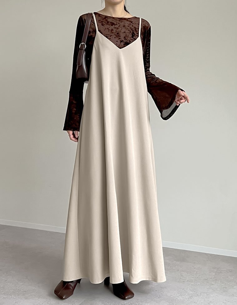 【リエディ/Re:EDIT】のジョーゼットポンチフレアキャミワンピース インテリア・キッズ・メンズ・レディースファッション・服の通販 founy(ファニー) ファッション Fashion レディースファッション Fashion for Women ワンピース Dresses キャミソールワンピース Camisole Dresses インナー Innerwear キャミソール Camisole, Spaghetti Strap Top コンパクト Compact, Small Size シンプル Simple, Minimal ジョーゼット Georgette, Semi-Sheer Fabric ストレッチ Stretch, Stretchy Fabric トレンド Trend, Trending Now バランス Balance, Style Balance フェミニン Feminine, Girly フレア Flare, Flared フロント Front, Front Design リボン Ribbon, Bow ロング Long, Long-Length エレガント 上品 Elegant アイボリーベージュ|ID: prp329100004879381 ipo3291000000036409041