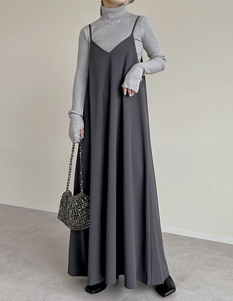 【リエディ/Re:EDIT】のジョーゼットポンチフレアキャミワンピース インテリア・キッズ・メンズ・レディースファッション・服の通販 founy(ファニー) ファッション Fashion レディースファッション Fashion for Women ワンピース Dresses キャミソールワンピース Camisole Dresses インナー Innerwear キャミソール Camisole, Spaghetti Strap Top コンパクト Compact, Small Size シンプル Simple, Minimal ジョーゼット Georgette, Semi-Sheer Fabric ストレッチ Stretch, Stretchy Fabric トレンド Trend, Trending Now バランス Balance, Style Balance フェミニン Feminine, Girly フレア Flare, Flared フロント Front, Front Design リボン Ribbon, Bow ロング Long, Long-Length エレガント 上品 Elegant チャコールグレー|ID: prp329100004879381 ipo3291000000036409044