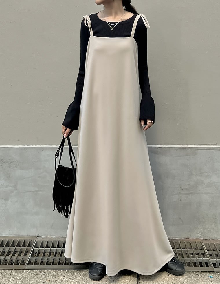 【リエディ/Re:EDIT】のジョーゼットポンチフレアキャミワンピース インテリア・キッズ・メンズ・レディースファッション・服の通販 founy(ファニー) ファッション Fashion レディースファッション Fashion for Women ワンピース Dresses キャミソールワンピース Camisole Dresses インナー Innerwear キャミソール Camisole, Spaghetti Strap Top コンパクト Compact, Small Size シンプル Simple, Minimal ジョーゼット Georgette, Semi-Sheer Fabric ストレッチ Stretch, Stretchy Fabric トレンド Trend, Trending Now バランス Balance, Style Balance フェミニン Feminine, Girly フレア Flare, Flared フロント Front, Front Design リボン Ribbon, Bow ロング Long, Long-Length エレガント 上品 Elegant リボンアイボリベージュ|ID: prp329100004879381 ipo3291000000036409048