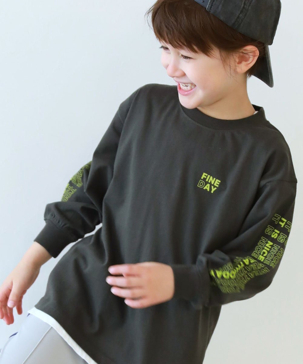 【デビロック/devirock / KIDS】の綿100% デビラボ BIGシルエット プリント袖リブ 長袖Tシャツ 子供服 キッズ 26SS インテリア・キッズ・メンズ・レディースファッション・服の通販 founy(ファニー) 　ファッション　Fashion　キッズファッション　Fashion for Kids　キャップ　Cap, Baseball Cap　スニーカー　Sneakers, Trainers　トレンド　Trend, Trending Now　長袖　Long Sleeve, Full Sleeve　プリント　Print, Printed Pattern　おすすめ　Recommended / Our Picks　2026年　2026　002-袖ロゴ-スミクロ|ID: prp329100004880319 ipo3291000000036423759