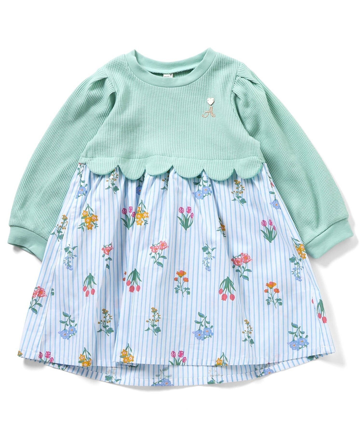 【エフオー オンラインストア/F.O.Online Store / KIDS】のWEB限定 スカラップドッキングワンピース インテリア・キッズ・メンズ・レディースファッション・服の通販 founy(ファニー) 　ファッション　Fashion　キッズファッション　Fashion for Kids　ワンピース　Dresses　プリント　Print, Printed Pattern　ミント|ID: prp329100004880347 ipo3291000000036424211