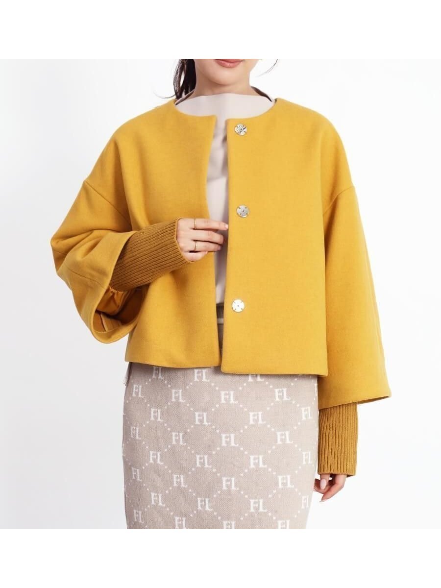 【ヴァン/Vin】のリブスリーブショートコート 人気、トレンドファッション・服の通販 founy(ファニー) 　ファッション　Fashion　レディースファッション　Fashion for Women　アウター　Coat / Outerwear Collection　コート・ロングコート・ピーコート　Long Coats, Peacoats & More　インナー　Innerwear　カーディガン　Cardigan, Knitwear　コンパクト　Compact, Small Size　ショート　Short, Short Length　シンプル　Simple, Minimal　バランス　Balance, Style Balance　ロング　Long, Long-Length　ワイド　Wide, Wide Fit　エレガント 上品　Elegant　 other-1|ID: prp329100004880388 ipo3291000000036424935