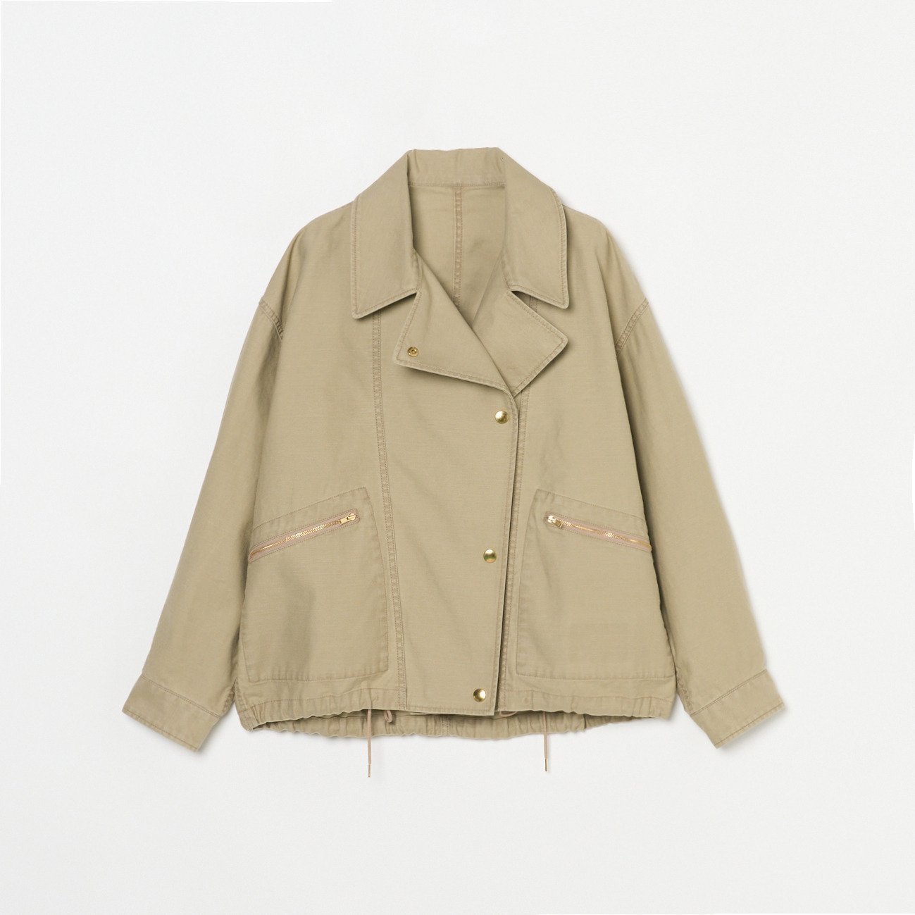 【エリオポール/heliopole】のMILITARY BLOUSON インテリア・キッズ・メンズ・レディースファッション・服の通販 founy(ファニー) 　ファッション　Fashion　レディースファッション　Fashion for Women　アウター　Coat / Outerwear Collection　ブルゾンジャケット・スポーティアウター　Blouson Jackets　サテン　Satin, Glossy Fabric　ドット　Polka Dot, Dot Pattern　ドローストリング　Drawstring, Pull Cord　ブルゾン　Blouson, Bomber Jacket　ミリタリー　Military, Army Style　ライダースジャケット　Riders, Biker Jacket　ヴィンテージ　Vintage Style　ベージュ|ID: prp329100004880423 ipo3291000000036425376