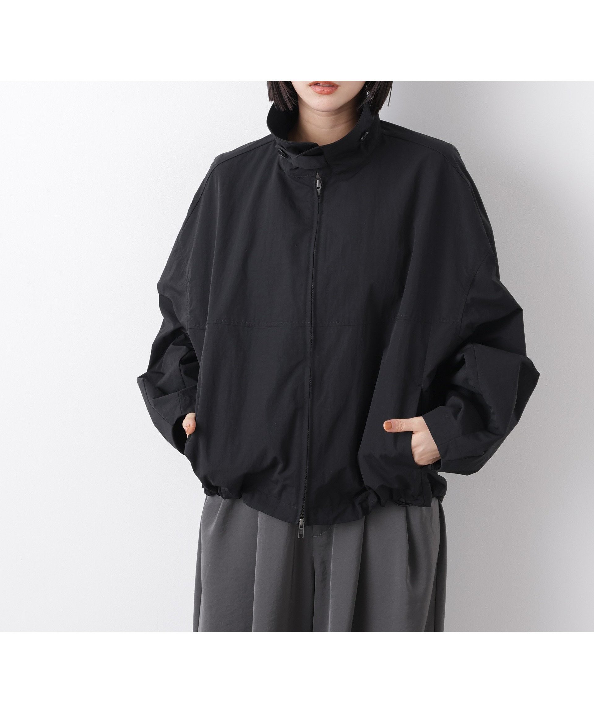 【ナノ ユニバース/nano universe】の撥水 花粉ガード コクーンシルエットジップブルゾン インテリア・キッズ・メンズ・レディースファッション・服の通販 founy(ファニー) 　ファッション　Fashion　レディースファッション　Fashion for Women　アウター　Coat / Outerwear Collection　ブルゾンジャケット・スポーティアウター　Blouson Jackets　インナー　Innerwear　ウォッシャブル　Machine Washable　春　Spring　スタンド　Stand Collar, Upright Stand　トレンド　Trend, Trending Now　ブルゾン　Blouson, Bomber Jacket　ベーシック　Basic, Essential　マニッシュ　Mannish, Boyish　アウトレット　Outlet / Clearance　おすすめ　Recommended / Our Picks　エレガント 上品　Elegant　2026年　2026　ブラック|ID: prp329100004880429 ipo3291000000036425429
