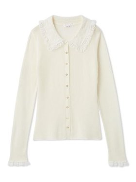 【フレイ アイディー/FRAY I.D】のレースカラーニットカーディガン 人気、トレンドファッション・服の通販 founy(ファニー) ファッション Fashion レディースファッション Fashion for Women トップス・カットソー Cut & Sew Tops ニット Knit Tops & Sweaters カーディガン・羽織り Layered Style Cardigans おすすめ Recommended / Our Picks カーディガン Cardigan, Knitwear コンパクト Compact, Small Size シアー Sheer, See-Through スペシャル Special, Limited Edition スマート Smart, Elegant スラックス Slacks, Dress Pants デニム Denim, Jeans Material フェミニン Feminine, Girly ボトム Bottoms, Lower Wear レース Lace, Lace Fabric |ID:prp329100004880462