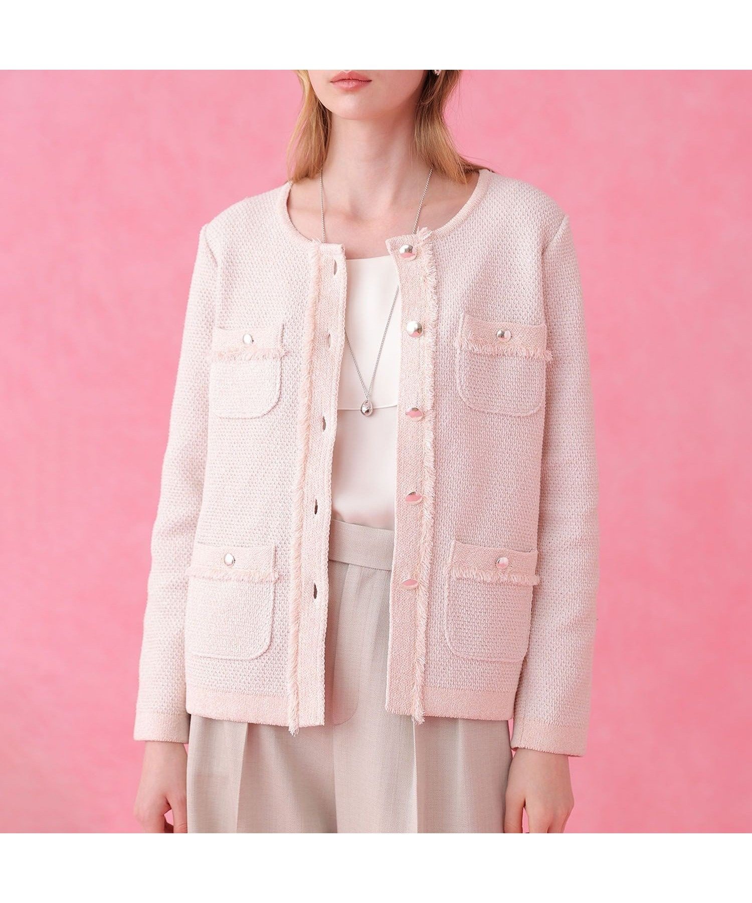 【アナイ/ANAYI】のミックスツイード ジャケットカーディガン インテリア・キッズ・メンズ・レディースファッション・服の通販 founy(ファニー) 　ファッション　Fashion　レディースファッション　Fashion for Women　春　Spring　カーディガン　Cardigan, Knitwear　ジャケット　Jacket, Outerwear　ストレート　Straight, Straight Cut　スマート　Smart, Elegant　ツイード　Twill, Twill Weave　フリンジ　Fringe, Tassel　ポケット　Pocket, Pocket Detail　ミックス　Mix, Mixed Style　S/S・春夏　SS, Spring/Summer, Warm Season　再入荷　Restock / Back in Stock　夏　Summer　pink beige|ID: prp329100004880465 ipo3291000000036425900