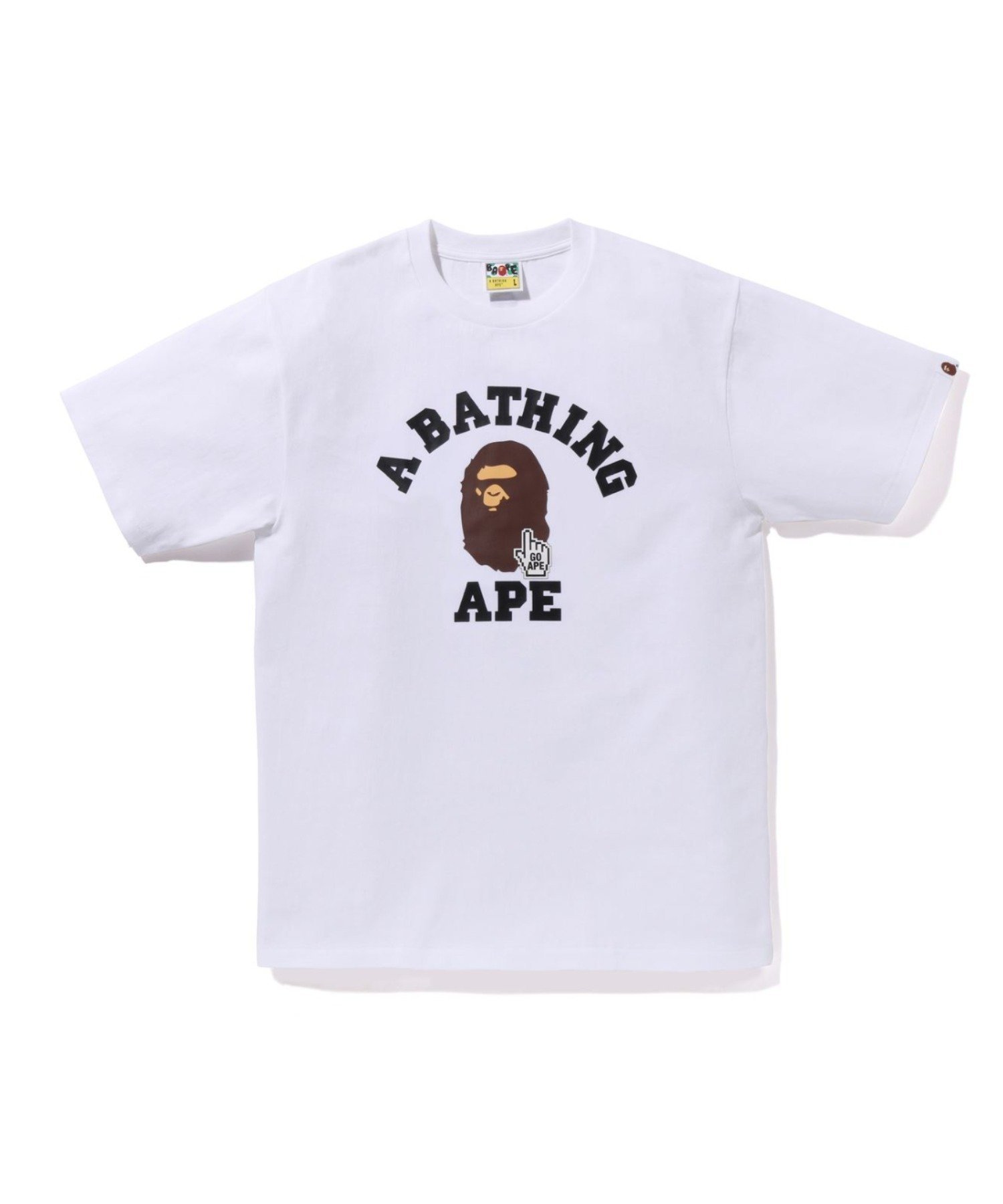 【ア ベイシング エイプ/A BATHING APE】のGO APE POINTER COLLEGE TEE BAPEC インテリア・キッズ・メンズ・レディースファッション・服の通販 founy(ファニー) 　ファッション　Fashion　レディースファッション　Fashion for Women　インナー　Innerwear　ショート　Short, Short Length　スリーブ　Sleeve, Long Sleeve / Short Sleeve　フロント　Front, Front Design　プリント　Print, Printed Pattern　ラバー　Rubber, Rubber Sole　WHITE|ID: prp329100004880548 ipo3291000000036426965