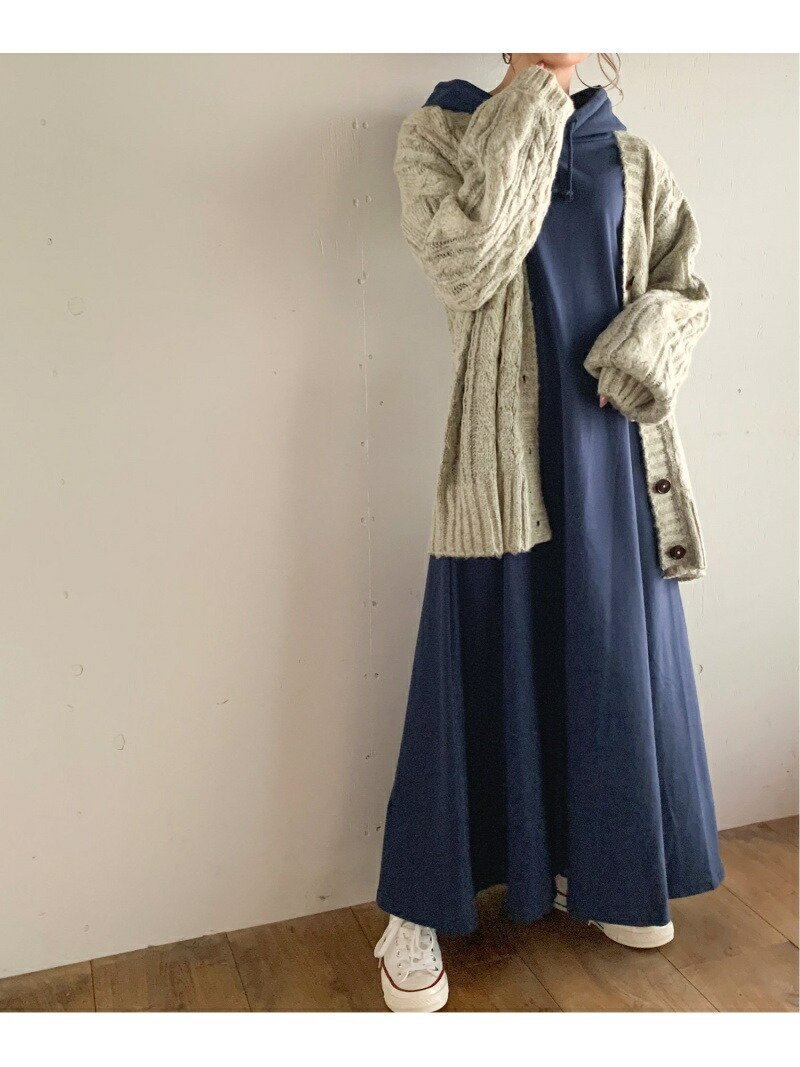 【ジュノア/JUNOAH】のマキシ丈パーカーワンピース インテリア・キッズ・メンズ・レディースファッション・服の通販 founy(ファニー) 　ファッション　Fashion　レディースファッション　Fashion for Women　ワンピース　Dresses　パーカー　Hoodie, Parka　マキシ　Maxi, Full Length　ネイビー|ID: prp329100004880595 ipo3291000000036427534