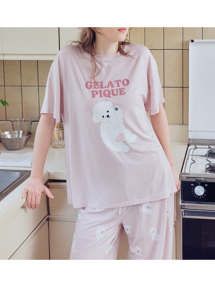 【ジェラート ピケ/gelato pique】のドッグワンポイントTシャツ インテリア・キッズ・メンズ・レディースファッション・服の通販 founy(ファニー) 　ファッション　Fashion　レディースファッション　Fashion for Women　トップス・カットソー　Cut & Sew Tops　シャツ・ブラウス・オフィスカジュアル　Elegant Blouses & Button-Ups　ロングTシャツ・Tシャツ　Longline T-Shirts & Tees　なめらか　Smooth, Silky Texture　スマート　Smart, Elegant　プリント　Print, Printed Pattern　春　Spring　LPNK[061]|ID: prp329100004880690 ipo3291000000036428254
