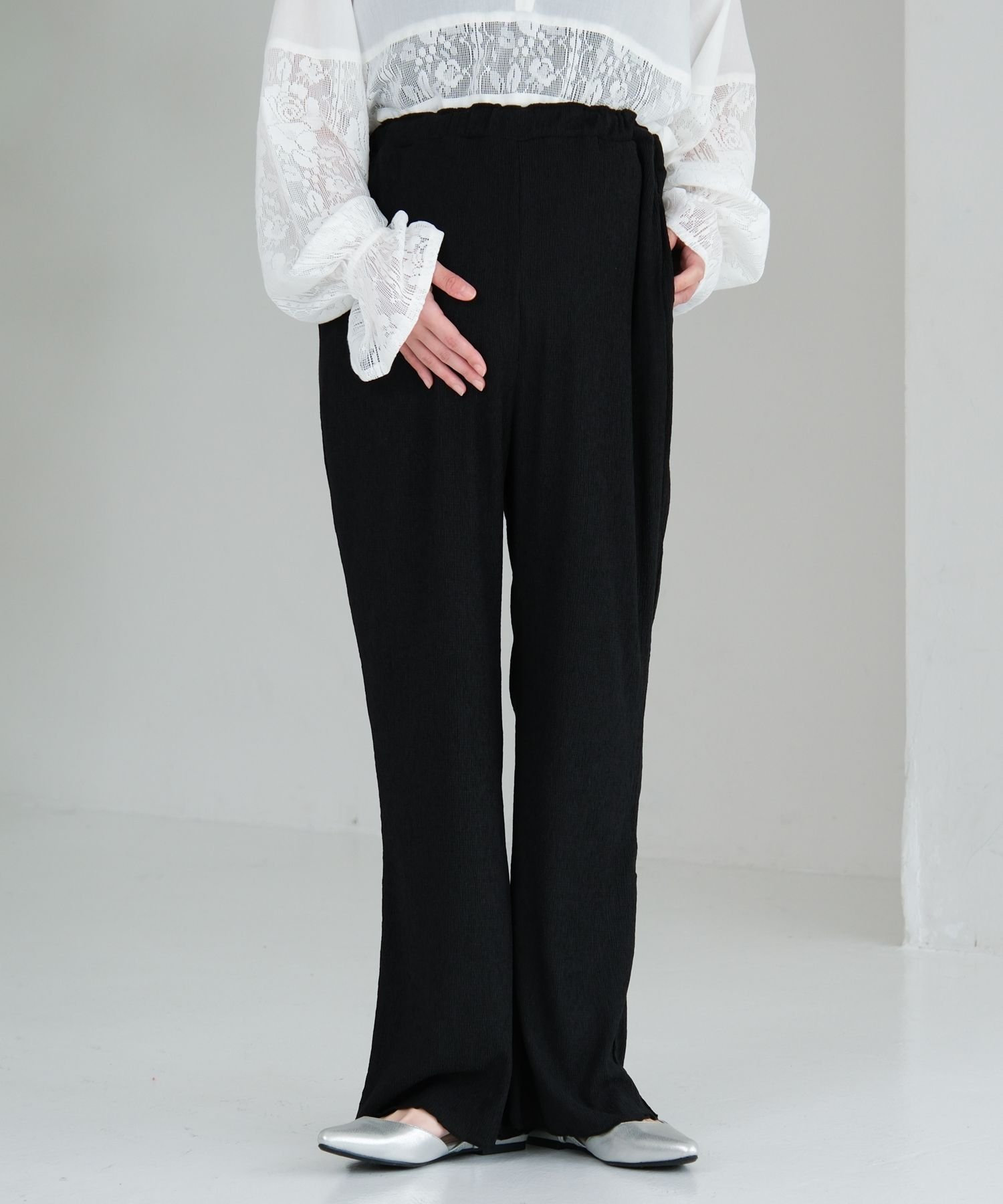 【レプシィム ローリーズファーム/LEPSIM LOWRYS FARM】の【産前・産後対応】マタニティ/楊柳フレアパンツ インテリア・キッズ・メンズ・レディースファッション・服の通販 founy(ファニー) 　ファッション　Fashion　キッズファッション　Fashion for Kids　ボトムス　Bottoms　チュニック　Tunic, Long Top　フレア　Flare, Flared　リラックス　Relax, Relaxed Fit　夏　Summer　ブラック09|ID: prp329100004880704 ipo3291000000036428354