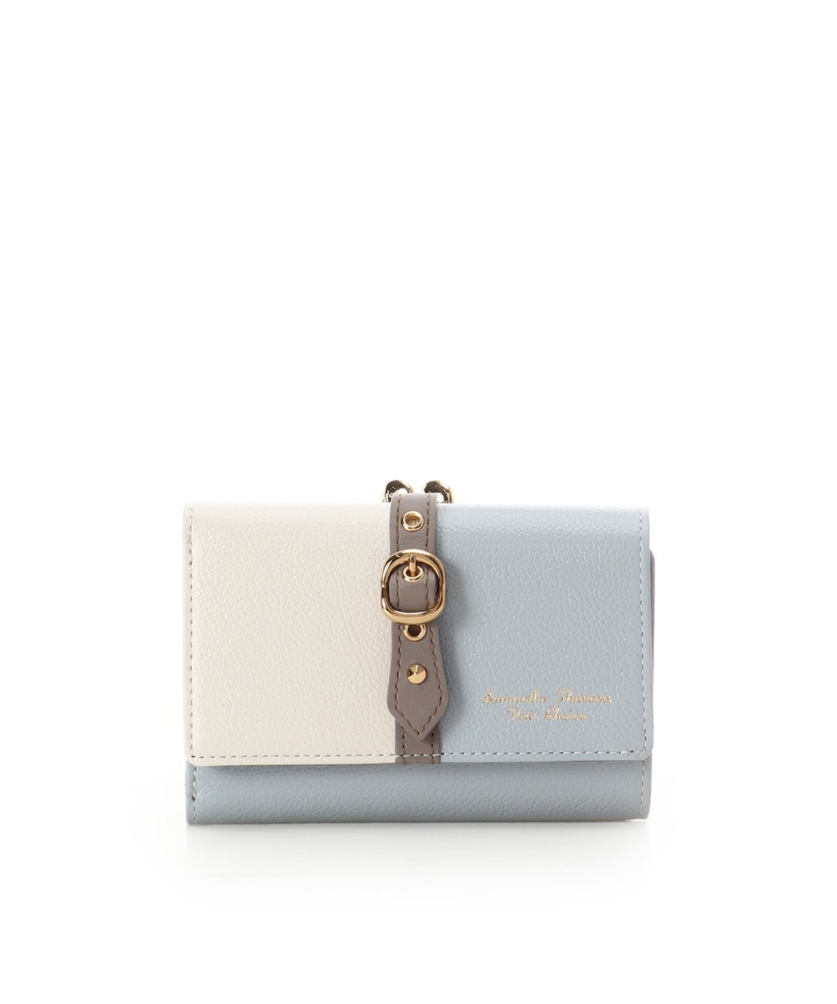 【サマンサタバサ プチチョイス/SamanTha Thavasa PeTiT Choice】のバイカラーフロントベルト 口金折財布 インテリア・キッズ・メンズ・レディースファッション・服の通販 founy(ファニー) 　ファッション　Fashion　レディースファッション　Fashion for Women　ミニ財布・二つ折り財布　Wallets & Card Cases　ベルト&ウエストマーク　Belts & Waist Accessories　おすすめ　Recommended / Our Picks　コイン　Coin, Coin Design　フロント　Front, Front Design　ポケット　Pocket, Pocket Detail　モチーフ　Motif, Design Theme　エレガント 上品　Elegant　財布　Wallet, Purse　ダルブルー|ID: prp329100004880730 ipo3291000000036428486