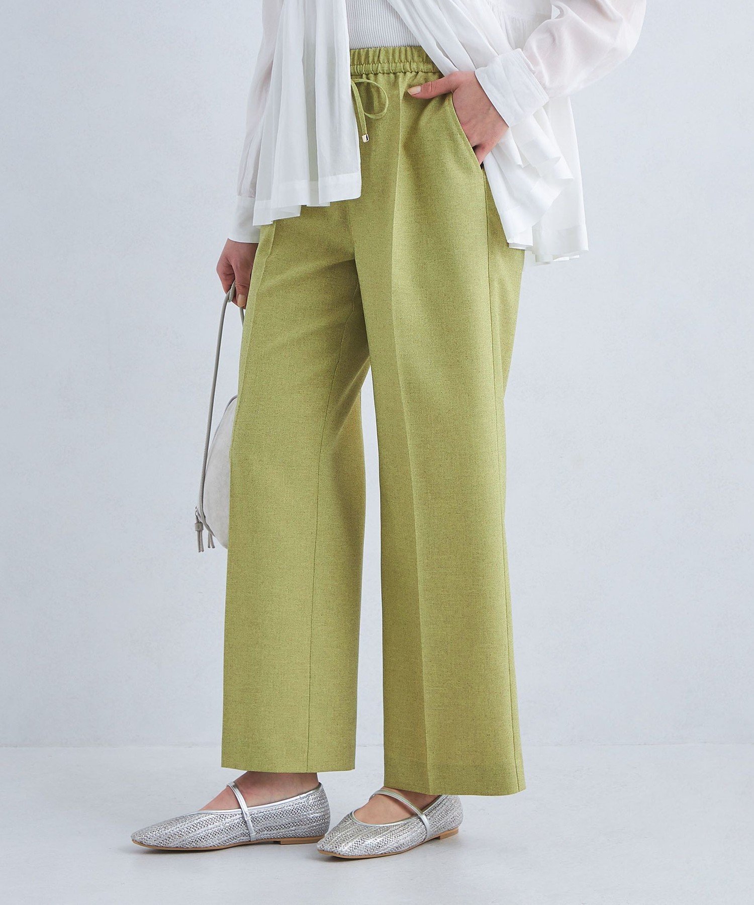 【ユナイテッドアローズ/UNITED ARROWS】のスラブオックス フレアパンツ -マシンウォッシャブル- インテリア・キッズ・メンズ・レディースファッション・服の通販 founy(ファニー) 　ファッション　Fashion　レディースファッション　Fashion for Women　パンツ　Pants & Trousers　春　Spring　キャップ　Cap, Baseball Cap　ギャザー　Gathered, Ruffled　サンダル　Sandals, Summer Shoes　ストレート　Straight, Straight Cut　センター　Center, Center Line　バランス　Balance, Style Balance　パターン　Pattern, Design Print　フラット　Flat, Flat Shoes　フレア　Flare, Flared　メランジ　Melange, Mixed Yarn　アウトレット　Outlet / Clearance　夏　Summer　YELLOW|ID: prp329100004882348 ipo3291000000036442831