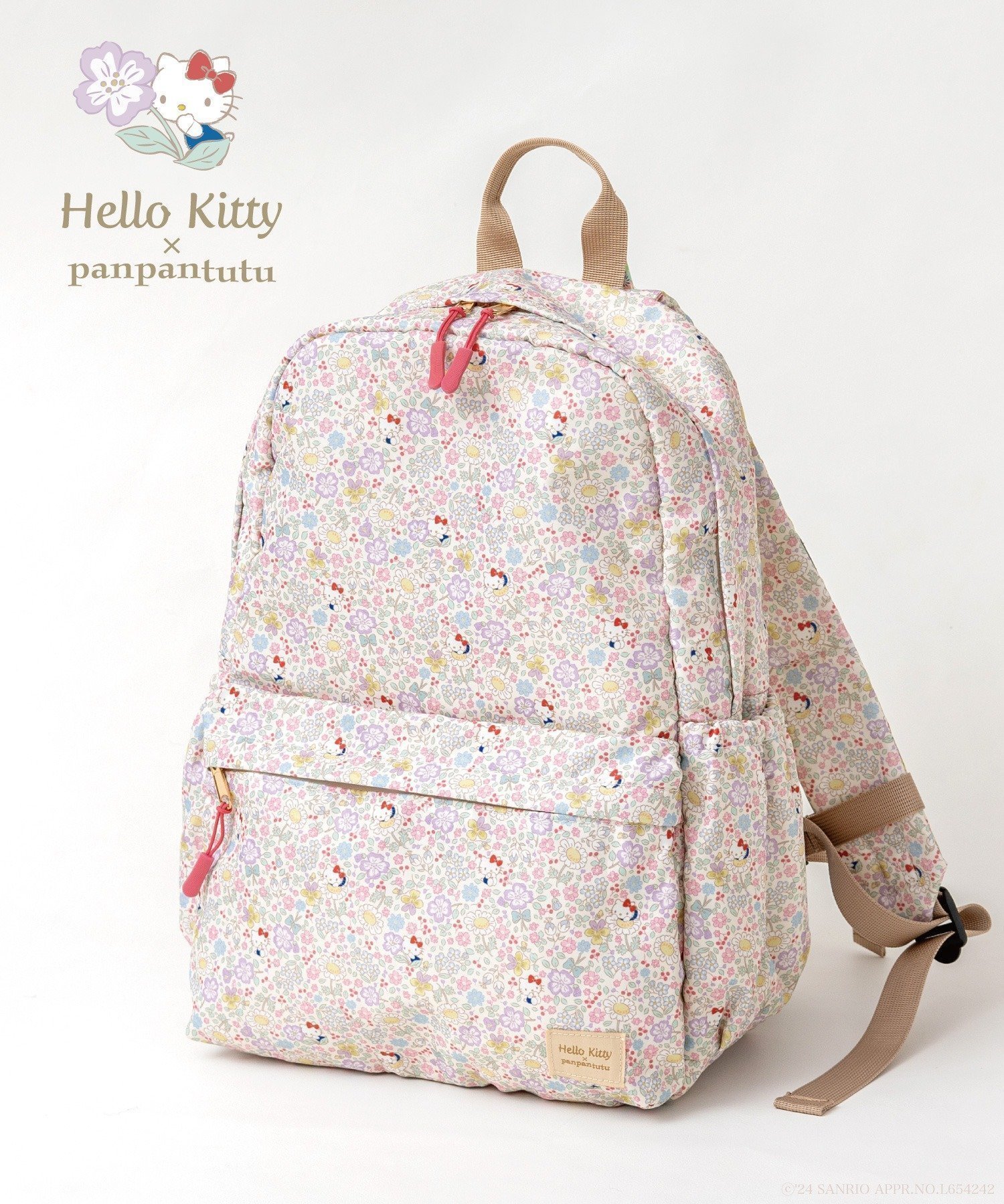 【パンパンテュテュ/panpantutu / KIDS】の【マイメロディ/シナモロール/ハローキティ】撥水マルチポケットリュックL A4 インテリア・キッズ・メンズ・レディースファッション・服の通販 founy(ファニー) 　ファッション　Fashion　キッズファッション　Fashion for Kids　スウィート　Sweet, Cute Style　フラワー　Flower, Floral　ポケット　Pocket, Pocket Detail　ラベンダー　Lavender　リュック　Backpack, Rucksack　リラックス　Relax, Relaxed Fit　ループ　Loop, Loop Knit　おすすめ　Recommended / Our Picks　エレガント 上品　Elegant　ハローキティ|ID: prp329100004882575 ipo3291000000036445075