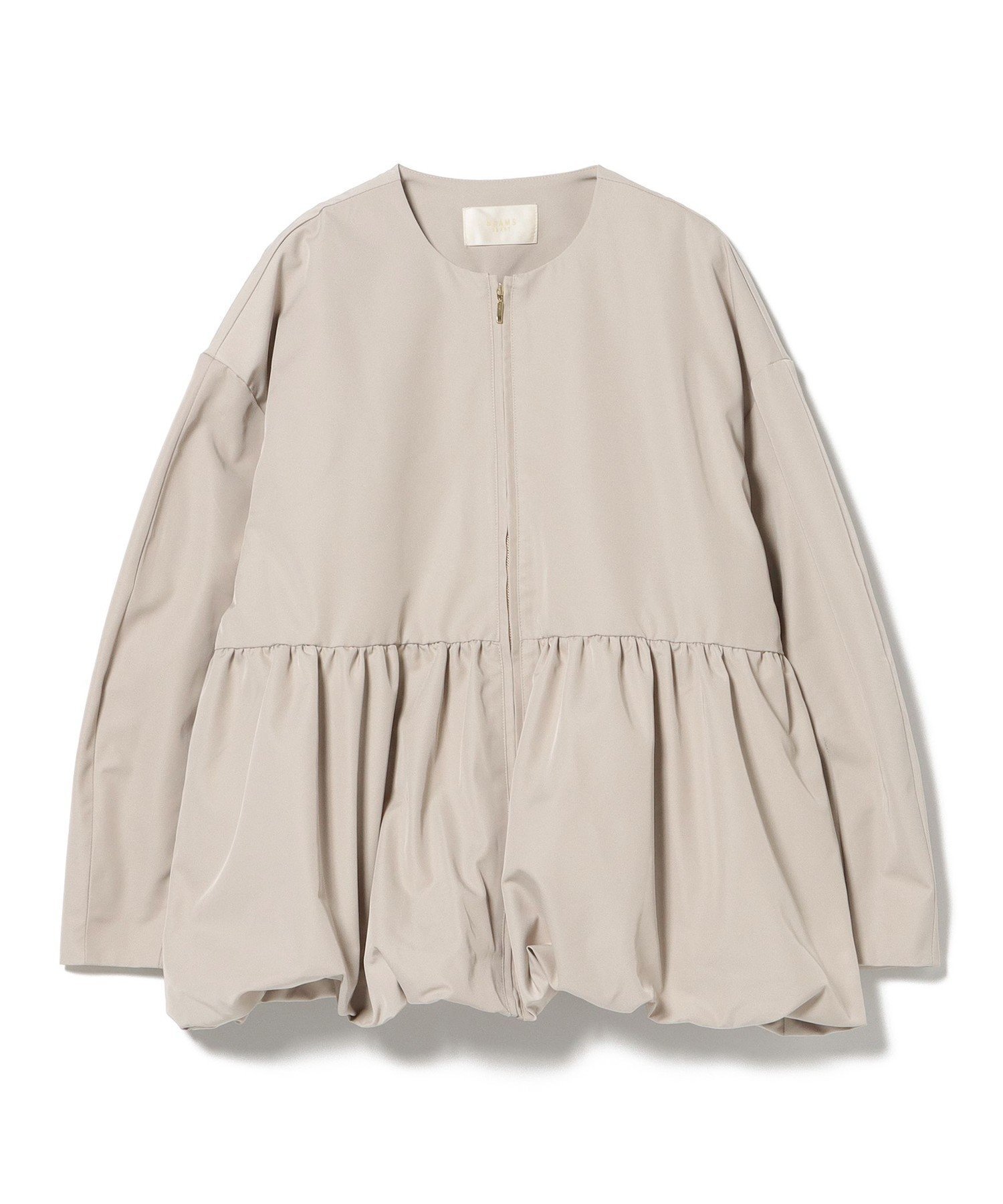 【ビームス ハート/BEAMS HEART】の【洗濯可】ノーカラー バルーン ジップ ブルゾン 26SS レディース 春アウター ライトアウター オンオフ兼用 セレモニー インテリア・キッズ・メンズ・レディースファッション・服の通販 founy(ファニー) 　ファッション　Fashion　レディースファッション　Fashion for Women　アウター　Coat / Outerwear Collection　ブルゾンジャケット・スポーティアウター　Blouson Jackets　2026年　2026　インナー　Innerwear　ジップ　Zip, Zipper　スウェット / スエット　Sweatshirt, Sweatwear　セレモニー　Ceremony　タートルネック　Turtleneck, High Neck　バルーン　Balloon, Balloon Silhouette　パーカー　Hoodie, Parka　フォルム　Silhouette, Form　ブルゾン　Blouson, Bomber Jacket　ペプラム　Peplum, Flared Hem　リラックス　Relax, Relaxed Fit　エレガント 上品　Elegant　春　Spring　GREIGE|ID: prp329100004882686 ipo3291000000036446191