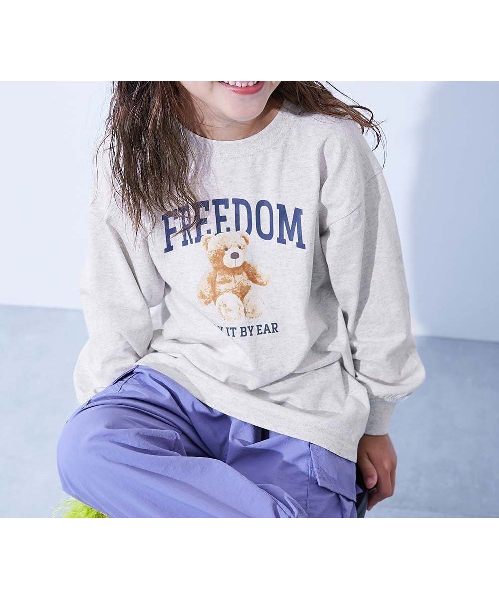 【デビロック/devirock / KIDS】の綿100% デビラボ ガールズ BIGシルエットプリント袖リブ 長袖Tシャツ ロンT 25AW インテリア・キッズ・メンズ・レディースファッション・服の通販 founy(ファニー) 　ファッション　Fashion　キッズファッション　Fashion for Kids　トレンド　Trend, Trending Now　長袖　Long Sleeve, Full Sleeve　プリント　Print, Printed Pattern　おすすめ　Recommended / Our Picks　2025年　2025　2025-2026秋冬・A/W　Autumn/Winter 2025–26 AW25–26　006-クマ-オートミール|ID: prp329100004882829 ipo3291000000036447690