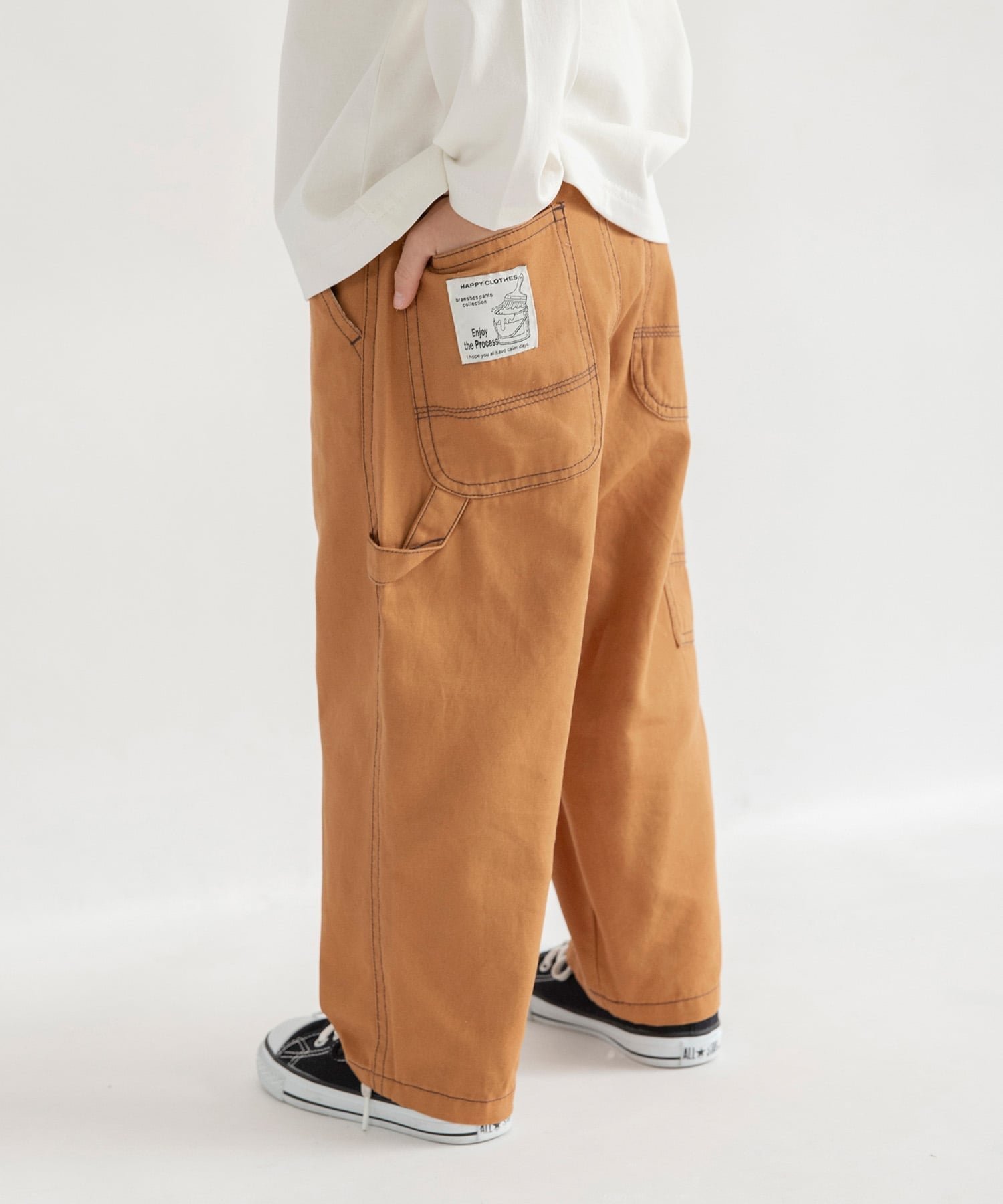 【ブランシェス/branshes / KIDS】の【26SS新作/ゆったり/きれいめ】ペインターパンツ インテリア・キッズ・メンズ・レディースファッション・服の通販 founy(ファニー) 　ファッション　Fashion　キッズファッション　Fashion for Kids　ボトムス　Bottoms　キャンバス　Canvas, Canvas Fabric　コイン　Coin, Coin Design　テーパード　Tapered, Tapered Pants　デニム　Denim, Jeans Material　パッチ　Patch, Appliqué　ベーシック　Basic, Essential　ポケット　Pocket, Pocket Detail　ループ　Loop, Loop Knit　ワーク　Workwear, Utility Style　2026年　2026　キャメル|ID: prp329100004882863 ipo3291000000036448073