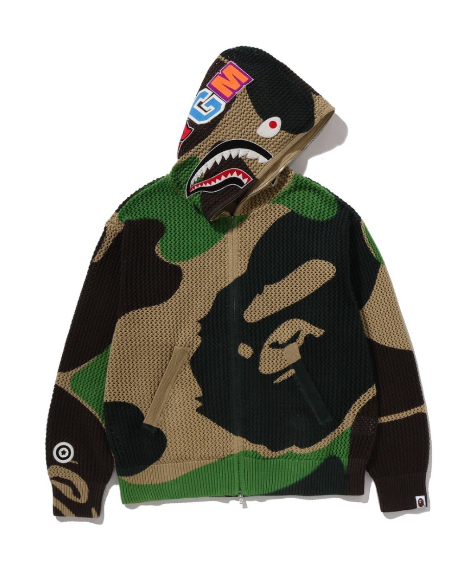 【ア ベイシング エイプ/A BATHING APE】のABC CAMO CROCHET SHARK RELAXED FIT FULL ZIP HOODIE インテリア・キッズ・メンズ・レディースファッション・服の通販 founy(ファニー) ファッション Fashion レディースファッション Fashion for Women クロシェ Crochet, Knitted Lace コレクション Collection, Seasonal Line シアー Sheer, See-Through パターン Pattern, Design Print モチーフ Motif, Design Theme 人気 Popular, Best Seller GREEN|ID: prp329100004883065 ipo3291000000036450125