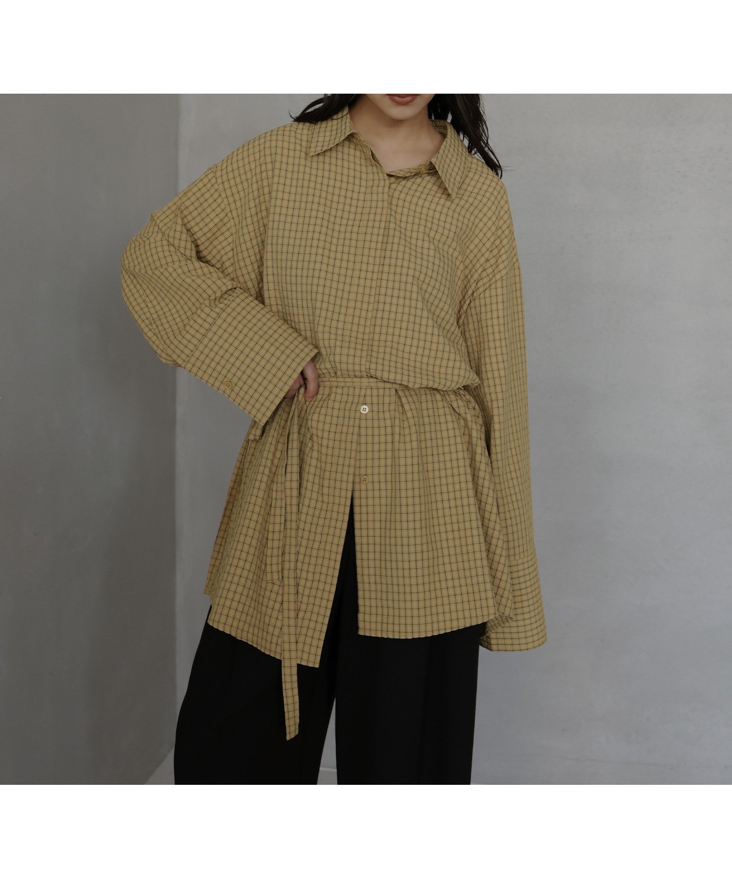【ヘラム/hellam】のベルト付きサッカーチェックシャツ インテリア・キッズ・メンズ・レディースファッション・服の通販 founy(ファニー) 　ファッション　Fashion　レディースファッション　Fashion for Women　トップス・カットソー　Cut & Sew Tops　シャツ・ブラウス・オフィスカジュアル　Elegant Blouses & Button-Ups　ベルト&ウエストマーク　Belts & Waist Accessories　サッカー　Seersucker, Summer Fabric　セットアップ　Set-Up, Coordinated Outfit　チェック　Check, Plaid, Tartan　ブラウン|ID: prp329100004883732 ipo3291000000036456105