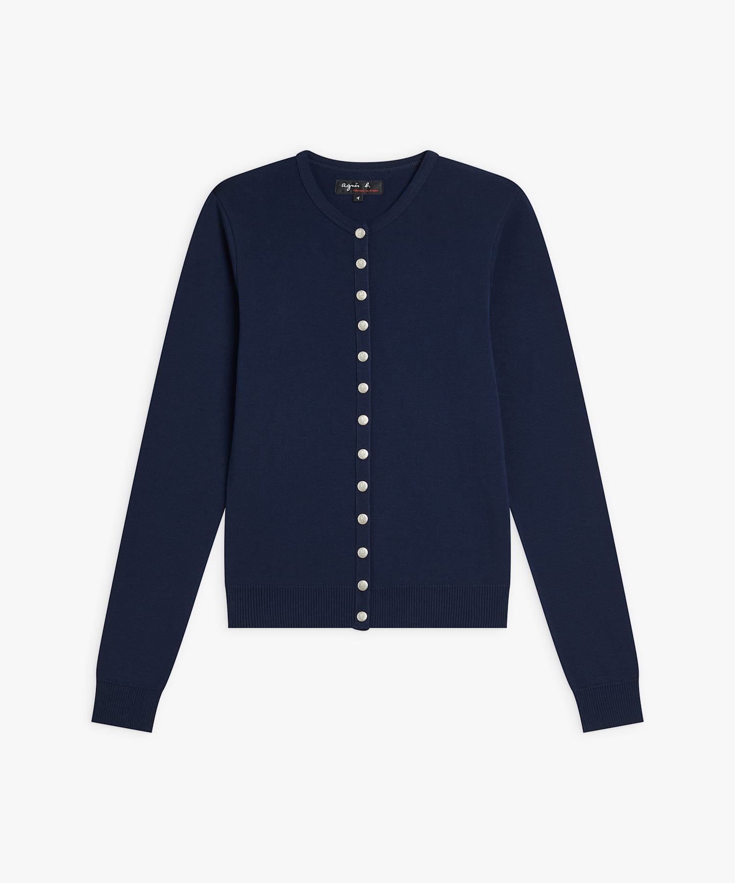 【アニエスベー ファム/agnes b. FEMME】のコットン ニット 長袖 カーディガンプレッション Swing インテリア・キッズ・メンズ・レディースファッション・服の通販 founy(ファニー) ファッション Fashion レディースファッション Fashion for Women トップス・カットソー Cut & Sew Tops ニット Knit Tops & Sweaters カーディガン・羽織り Layered Style Cardigans カーディガン Cardigan, Knitwear シルバー Silver, Metallic Silver フィット Fit, Slim Fit ラウンド Round, Round Neck 定番 Standard, Basic Item 長袖 Long Sleeve, Full Sleeve ネイビー|ID: prp329100004883763 ipo3291000000036456199