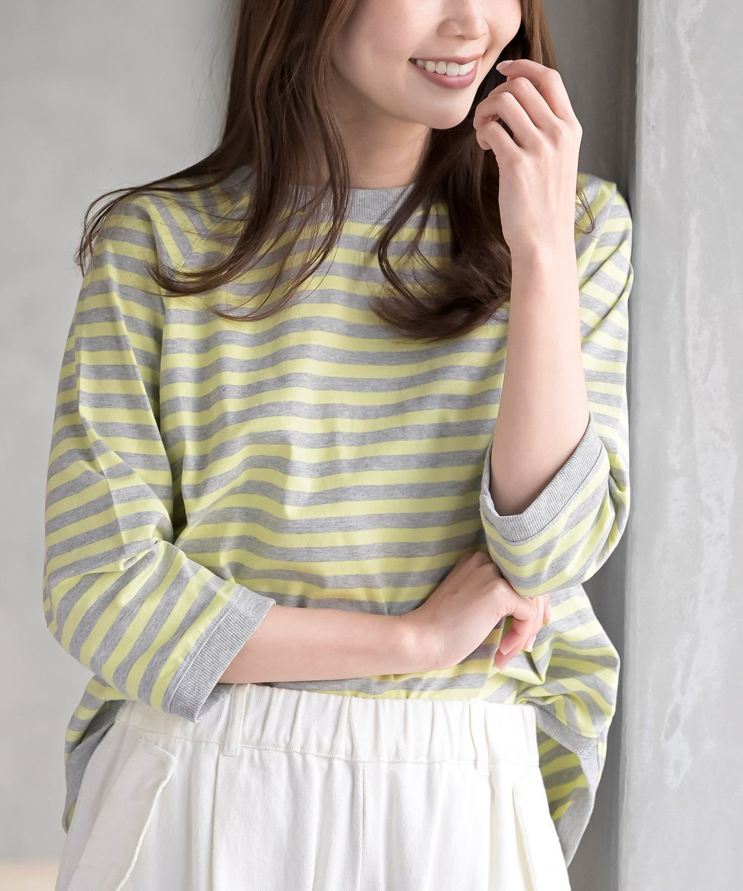 【アールピーエス/rps】のクルーネックラグランワイド7分袖T インテリア・キッズ・メンズ・レディースファッション・服の通販 founy(ファニー) 　ファッション　Fashion　レディースファッション　Fashion for Women　トップス・カットソー　Cut & Sew Tops　シンプル　Simple, Minimal　スリーブ　Sleeve, Long Sleeve / Short Sleeve　ベーシック　Basic, Essential　ボーダー　Border, Stripe　ワイド　Wide, Wide Fit　無地　Plain, Solid Color　杢グレー|ID: prp329100004883771 ipo3291000000036456215