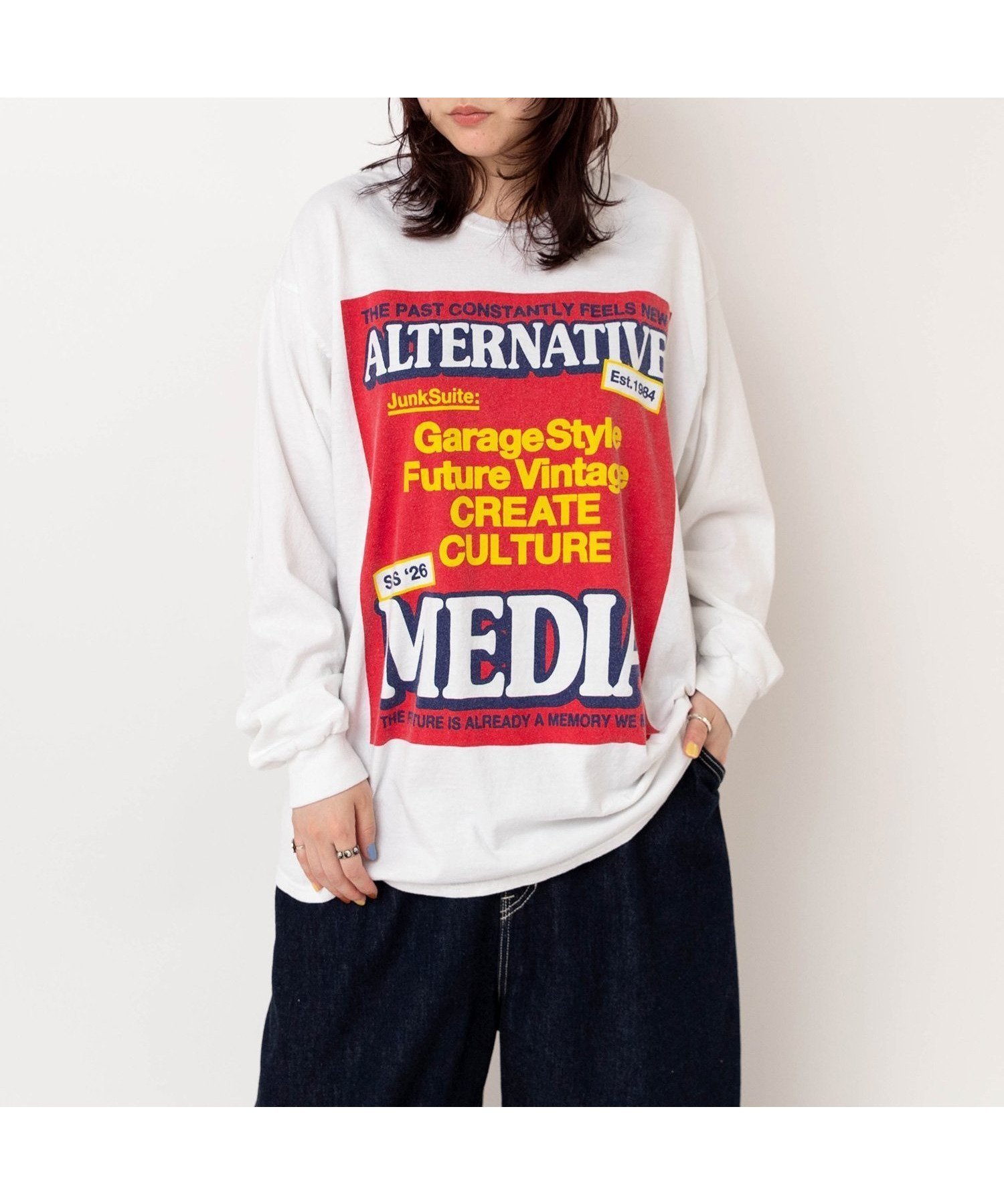 【アールエヌエー/RNA】のM2620 バナープリントロンT インテリア・キッズ・メンズ・レディースファッション・服の通販 founy(ファニー) 　ファッション　Fashion　レディースファッション　Fashion for Women　トップス・カットソー　Cut & Sew Tops　ロングTシャツ・Tシャツ　Longline T-Shirts & Tees　キャラクター　Character, Licensed Characters　シンプル　Simple, Minimal　トレンド　Trend, Trending Now　バランス　Balance, Style Balance　パープル　Purple, Violet　フロント　Front, Front Design　プリント　Print, Printed Pattern　ベーシック　Basic, Essential　モチーフ　Motif, Design Theme　リラックス　Relax, Relaxed Fit　ホワイト|ID: prp329100004883787 ipo3291000000036456237