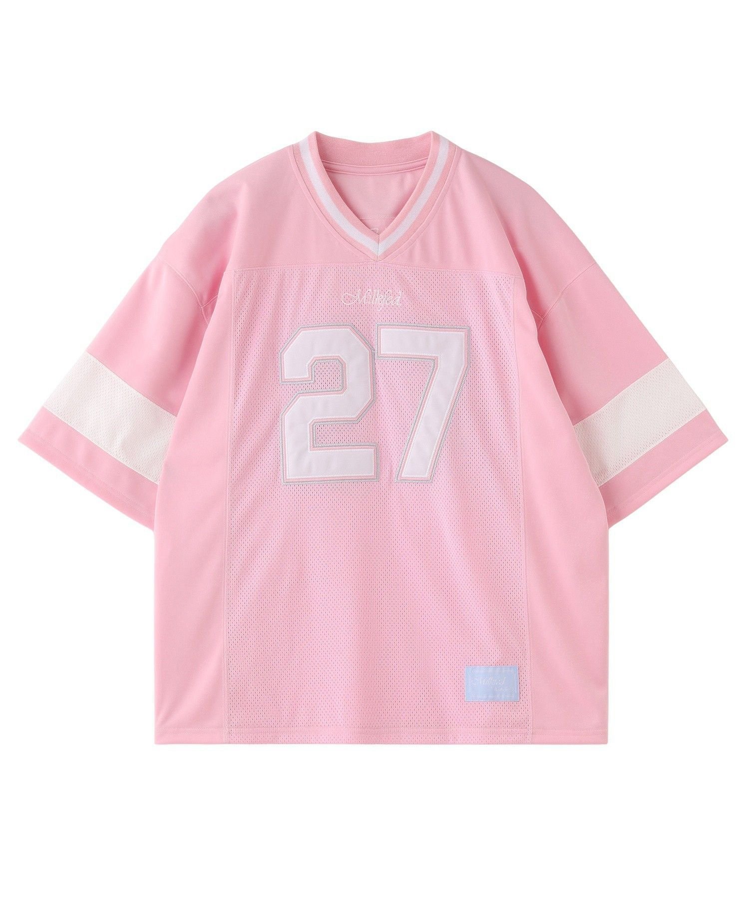 【ミルクフェド/MILKFED.】のHEAVEN27 FOOTBALL SHIRT インテリア・キッズ・メンズ・レディースファッション・服の通販 founy(ファニー) 　ファッション　Fashion　レディースファッション　Fashion for Women　トップス・カットソー　Cut & Sew Tops　シャツ・ブラウス・オフィスカジュアル　Elegant Blouses & Button-Ups　ガーリー　Girly, Feminine Style　トレンド　Trend, Trending Now　フリル　Frill, Ruffle　メッシュ　Mesh, Net Fabric　再入荷　Restock / Back in Stock　おすすめ　Recommended / Our Picks　LtPINK|ID: prp329100004883799 ipo3291000000036456299