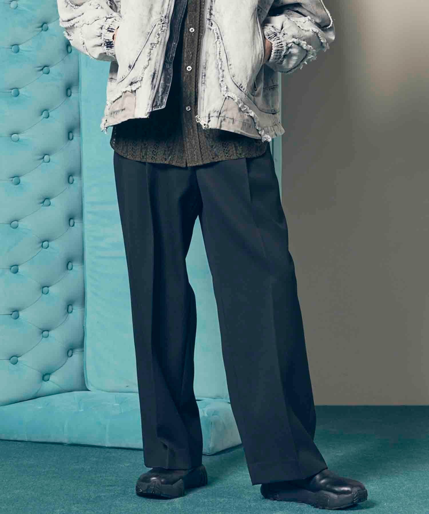 【メゾンスペシャル/MAISON SPECIAL】の4 Colors Chambray Washable Wool Prime-Wide One Tuck Wide Pants インテリア・キッズ・メンズ・レディースファッション・服の通販 founy(ファニー) 　ファッション　Fashion　レディースファッション　Fashion for Women　パンツ　Pants & Trousers　キュプラ　Cupro, Eco Fabric　コレクション　Collection, Seasonal Line　抗菌　Antibacterial, Bacteria-Resistant　シャンブレー　Chambray, Denim-Like Fabric　シンプル　Simple, Minimal　ドローコード　Drawcord, Drawstring Cord　人気　Popular, Best Seller　パターン　Pattern, Design Print　ワイド　Wide, Wide Fit　BLK|ID: prp329100004883814 ipo3291000000036456395