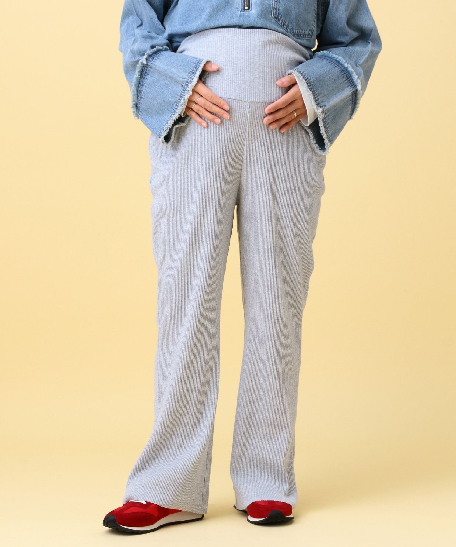 【レプシィム ローリーズファーム/LEPSIM LOWRYS FARM】の【産前・産後対応】マタニティ/リブフレアパンツ インテリア・キッズ・メンズ・レディースファッション・服の通販 founy(ファニー) 　ファッション　Fashion　キッズファッション　Fashion for Kids　ボトムス　Bottoms　フレア　Flare, Flared　グレー15|ID: prp329100004883985 ipo3291000000036457029