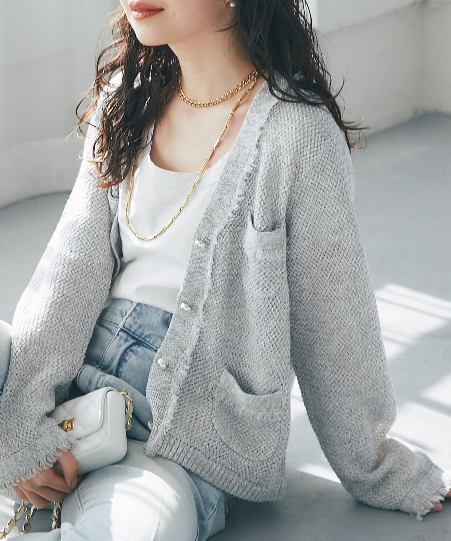 【ラブティックボンボン/La boutique BonBon】の【オフでもオフィスでも】綿麻ラメバスケットカーディガン インテリア・キッズ・メンズ・レディースファッション・服の通販 founy(ファニー) 　ファッション　Fashion　レディースファッション　Fashion for Women　トップス・カットソー　Cut & Sew Tops　カーディガン・羽織り　Layered Style Cardigans　カーディガン　Cardigan, Knitwear　今季　This Season, Current Season　ジャケット　Jacket, Outerwear　タイトスカート　Pencil Skirt, Tight Skirt　ダウン　Down, Puffer　ツイード　Twill, Twill Weave　デニム　Denim, Jeans Material　バランス　Balance, Style Balance　フリンジ　Fringe, Tassel　フレア　Flare, Flared　ポケット　Pocket, Pocket Detail　羽織　Haori, Light Jacket　メタル　Metal, Metal Parts　おすすめ　Recommended / Our Picks　夏　Summer　エレガント 上品　Elegant　セレモニー　Ceremony　入学式　Entrance Ceremony　卒業式　Graduation Ceremony　ビジネス 仕事 通勤　Business / Work / Commuting　ライトグレー|ID: prp329100004885706 ipo3291000000036473308