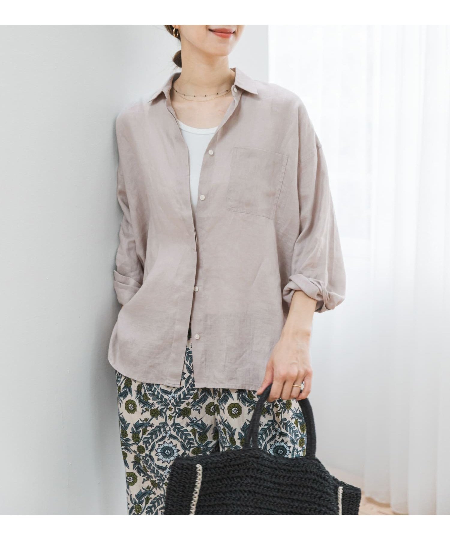 【アーバンリサーチ ドアーズ/URBAN RESEARCH DOORS】のリネンオーバーシャツ インテリア・キッズ・メンズ・レディースファッション・服の通販 founy(ファニー) 　ファッション　Fashion　レディースファッション　Fashion for Women　トップス・カットソー　Cut & Sew Tops　シャツ・ブラウス・オフィスカジュアル　Elegant Blouses & Button-Ups　2026年　2026　シンプル　Simple, Minimal　ストライプ　Stripe, Striped Pattern　リネン　Linen, Linen Fabric　リラックス　Relax, Relaxed Fit　レギュラー　Regular, Standard Fit　ロング　Long, Long-Length　夏　Summer　S/S・春夏　SS, Spring/Summer, Warm Season　無地　Plain, Solid Color　ライトグレー|ID: prp329100004885812 ipo3291000000036474334