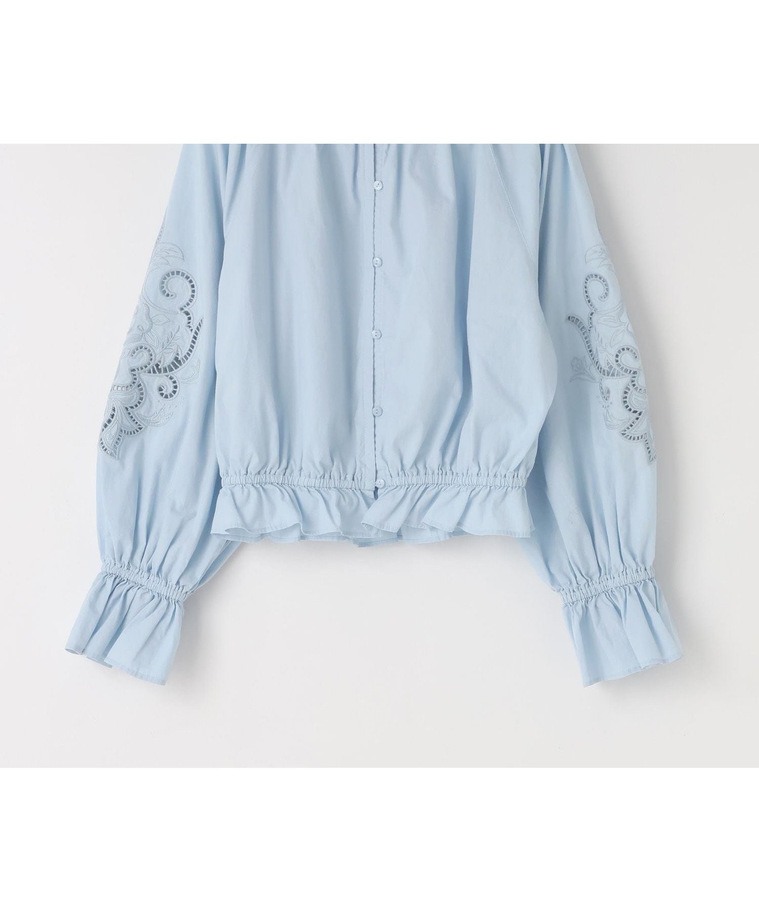 【ローリーズファーム/LOWRYS FARM】のカットワークレースブラウス インテリア・キッズ・メンズ・レディースファッション・服の通販 founy(ファニー) 　ファッション　Fashion　レディースファッション　Fashion for Women　トップス・カットソー　Cut & Sew Tops　シャツ・ブラウス・オフィスカジュアル　Elegant Blouses & Button-Ups　おすすめ　Recommended / Our Picks　ダウン　Down, Puffer　デニム　Denim, Jeans Material　フリル　Frill, Ruffle　ブロード　Broadcloth, Fine Cotton　レース　Lace, Lace Fabric　ワーク　Workwear, Utility Style　ブルー82|ID: prp329100004885846 ipo3291000000036474680