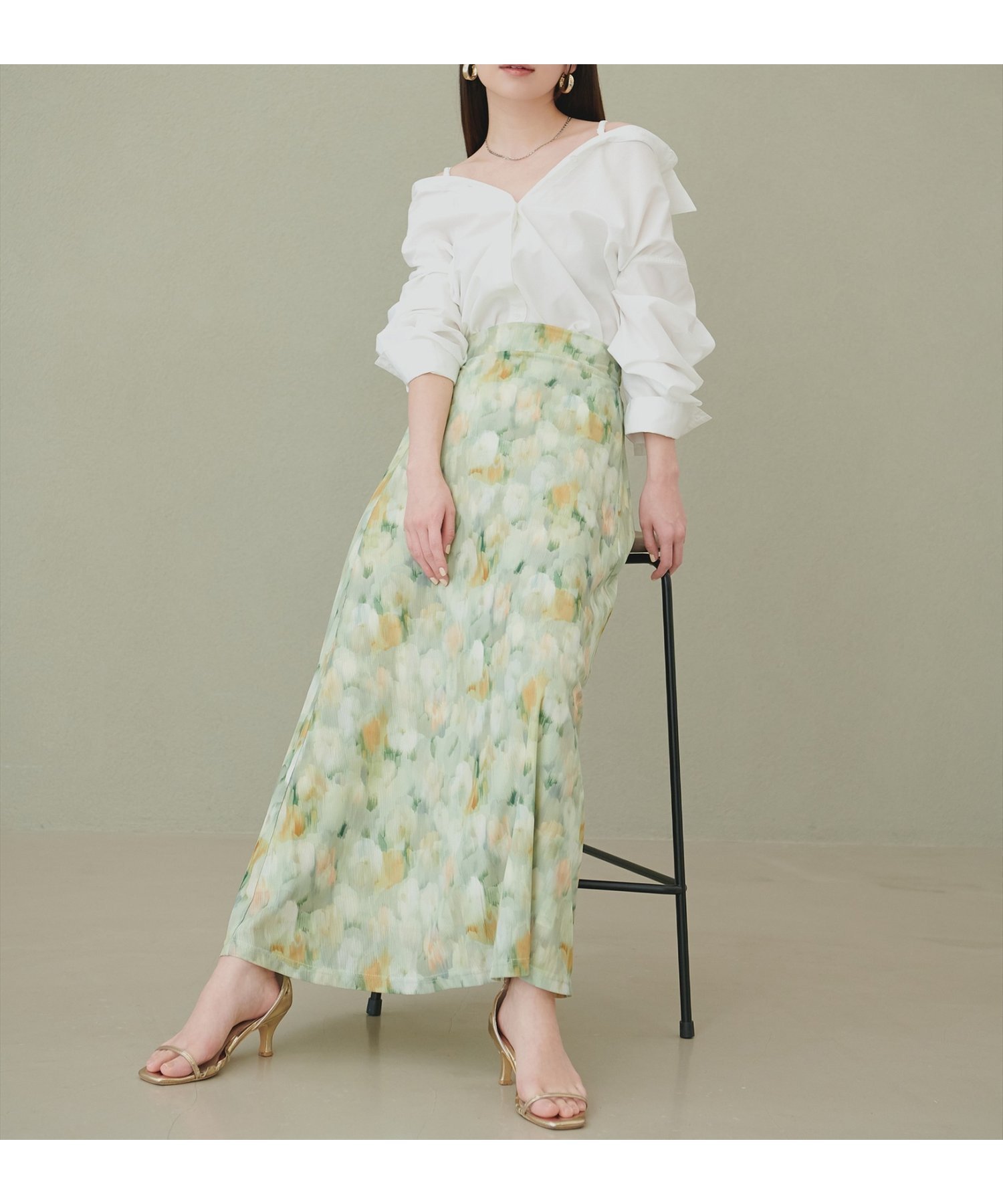 【ナチュラルクチュール/natural couture】のニュアンス柄フレアスカート インテリア・キッズ・メンズ・レディースファッション・服の通販 founy(ファニー) 　ファッション　Fashion　レディースファッション　Fashion for Women　スカート　Skirts　Aライン・フレアスカート　A-Line & Flared Skirts　春　Spring　カットソー　Cut and Sewn Top　カーディガン　Cardigan, Knitwear　サンダル　Sandals, Summer Shoes　バランス　Balance, Style Balance　フレア　Flare, Flared　ポケット　Pocket, Pocket Detail　帽子　Hat, Headwear　リラックス　Relax, Relaxed Fit　S/S・春夏　SS, Spring/Summer, Warm Season　再入荷　Restock / Back in Stock　おすすめ　Recommended / Our Picks　夏　Summer　エレガント 上品　Elegant　2026年　2026　グリーン系その他|ID: prp329100004885895 ipo3291000000036475422