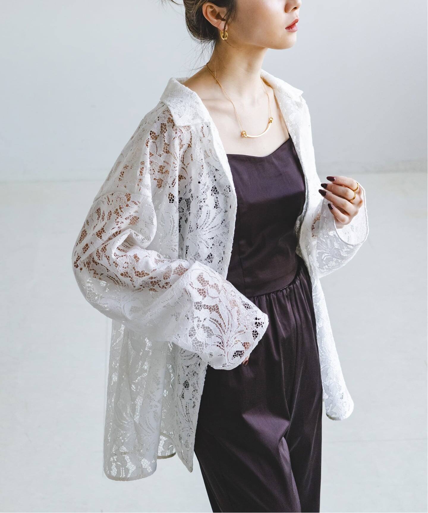 【ノーブル / スピック&スパン/NOBLE / Spick & Span】の《追加 》ボタニカルレースオープンカラーシャツ 人気、トレンドファッション・服の通販 founy(ファニー) ファッション Fashion レディースファッション Fashion for Women トップス・カットソー Cut & Sew Tops シャツ・ブラウス・オフィスカジュアル Elegant Blouses & Button-Ups カシュクール Wrap Design トレンド Trend, Trending Now リーフ Leaf, Botanical Leaf レース Lace, Lace Fabric 再入荷 Restock / Back in Stock other-1|ID: prp329100004888107 ipo3291000000036503252