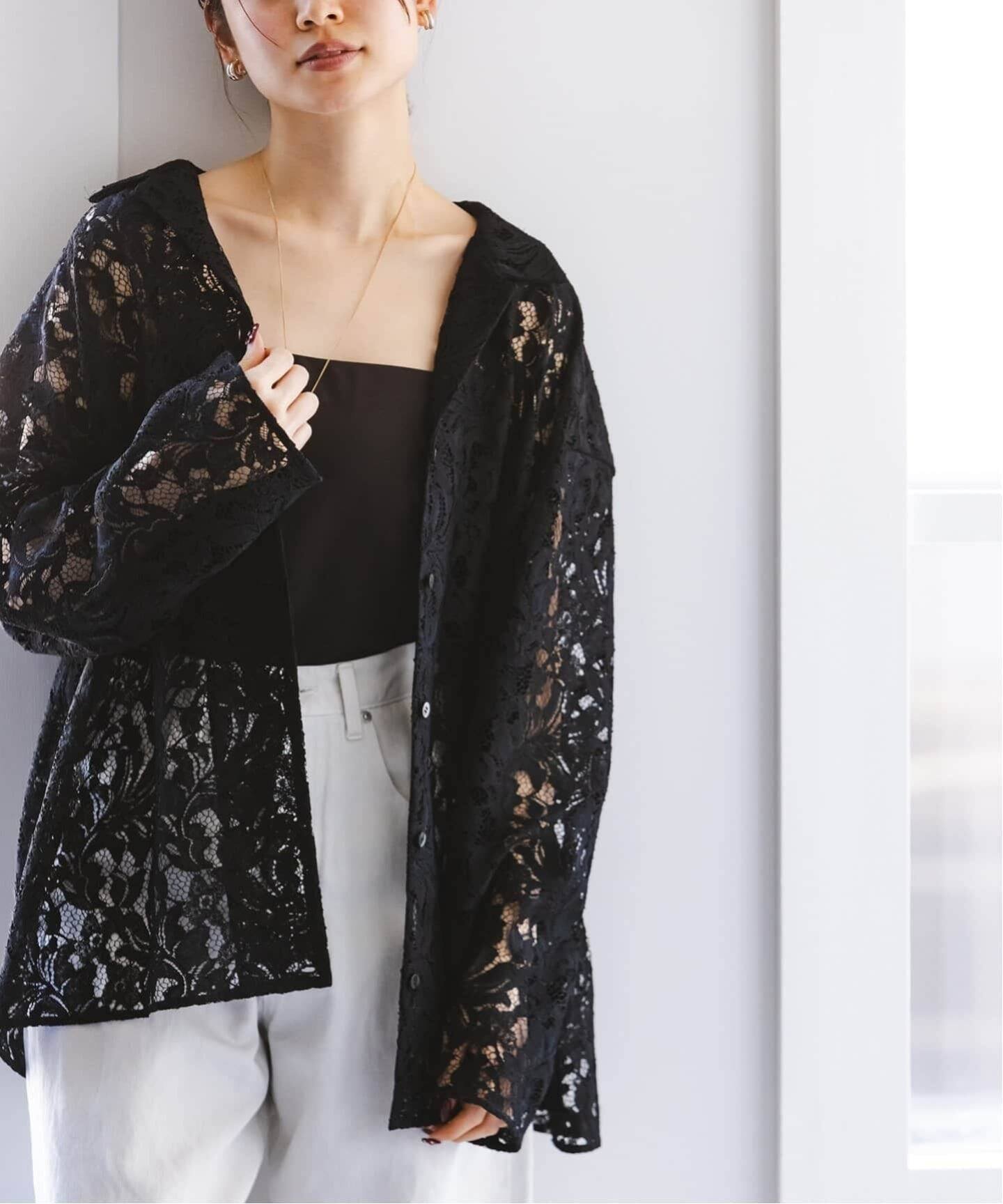 【ノーブル / スピック&スパン/NOBLE / Spick & Span】の《追加 》ボタニカルレースオープンカラーシャツ インテリア・キッズ・メンズ・レディースファッション・服の通販 founy(ファニー) ファッション Fashion レディースファッション Fashion for Women トップス・カットソー Cut & Sew Tops シャツ・ブラウス・オフィスカジュアル Elegant Blouses & Button-Ups カシュクール Wrap Design トレンド Trend, Trending Now リーフ Leaf, Botanical Leaf レース Lace, Lace Fabric 再入荷 Restock / Back in Stock ブラック|ID: prp329100004888107 ipo3291000000036503256
