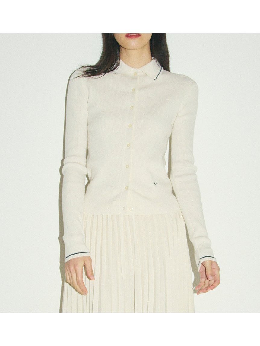 【ミラオーウェン/Mila Owen】のポロ衿リブニットカーディガン インテリア・キッズ・メンズ・レディースファッション・服の通販 founy(ファニー) 　ファッション　Fashion　レディースファッション　Fashion for Women　トップス・カットソー　Cut & Sew Tops　ニット　Knit Tops & Sweaters　カーディガン・羽織り　Layered Style Cardigans　カーディガン　Cardigan, Knitwear　シアー　Sheer, See-Through　スタイリッシュ　Stylish, Fashionable　スマート　Smart, Elegant　フロント　Front, Front Design　おすすめ　Recommended / Our Picks　IVR[003]|ID: prp329100004888127 ipo3291000000036503443