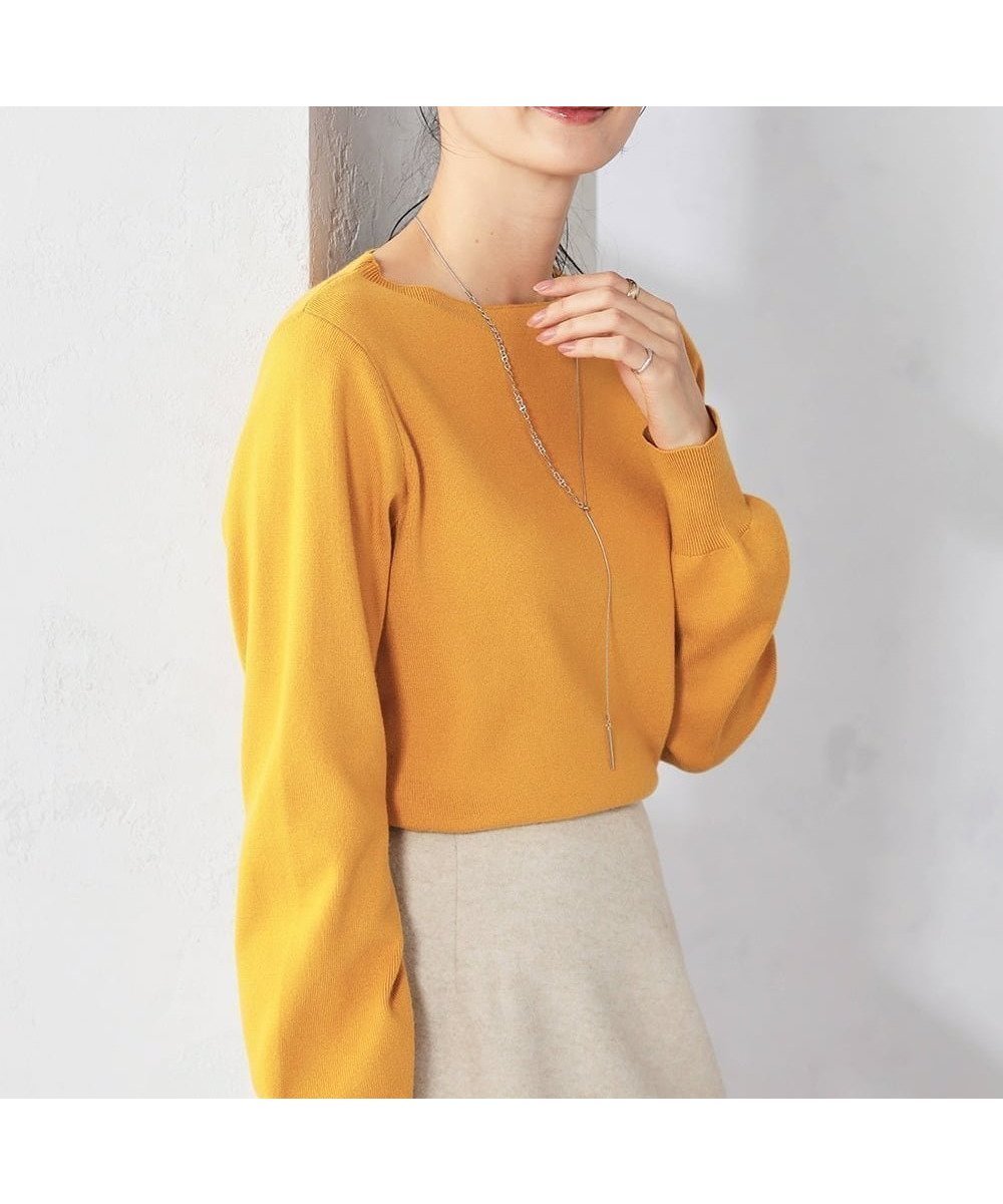 【アー ヴェー ヴェー/a.v.v】の【洗える】ボートネック美ラクるパフスリーブニット インテリア・キッズ・メンズ・レディースファッション・服の通販 founy(ファニー) 　ファッション　Fashion　レディースファッション　Fashion for Women　トップス・カットソー　Cut & Sew Tops　ニット　Knit Tops & Sweaters　アンサンブル　Ensemble Set　インナー　Innerwear　洗える　Machine Washable　カーディガン　Cardigan, Knitwear　ジャケット　Jacket, Outerwear　スリーブ　Sleeve, Long Sleeve / Short Sleeve　デコルテ　Décolleté, Neckline　トレンド　Trend, Trending Now　人気　Popular, Best Seller　長袖　Long Sleeve, Full Sleeve　ボトム　Bottoms, Lower Wear　再入荷　Restock / Back in Stock　ビジネス 仕事 通勤　Business / Work / Commuting　マスタード|ID: prp329100004888133 ipo3291000000036503528