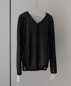 【ヘラム/hellam】のシアーヘンリーレイヤードトップス 人気、トレンドファッション・服の通販 founy(ファニー) ファッション Fashion レディースファッション Fashion for Women トップス・カットソー Cut & Sew Tops thumbnail ブラック|ID: prp329100004888202 ipo3291000000036504143