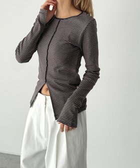 【キャナルジーン/CANAL JEAN】のMiller パネルリブスリットプルオーバー 人気、トレンドファッション・服の通販 founy(ファニー) ファッション Fashion レディースファッション Fashion for Women トップス・カットソー Cut & Sew Tops カジュアルプルオーバー・ニットトップス Pullovers & Knit Tops / Casual Pullovers おすすめ Recommended / Our Picks インナー Innerwear スラックス Slacks, Dress Pants スリット Slit, Slit Detail デニム Denim, Jeans Material ボトム Bottoms, Lower Wear |ID:prp329100004888209