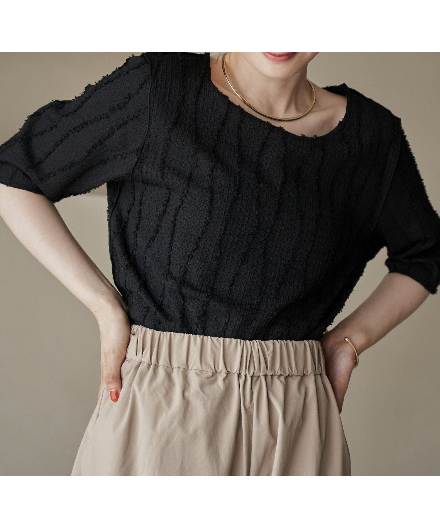 【コーエン/COEN】のナミナミジャガードメロー五分袖Tシャツ インテリア・キッズ・メンズ・レディースファッション・服の通販 founy(ファニー) ファッション Fashion レディースファッション Fashion for Women トップス・カットソー Cut & Sew Tops シャツ・ブラウス・オフィスカジュアル Elegant Blouses & Button-Ups ロングTシャツ・Tシャツ Longline T-Shirts & Tees インナー Innerwear カットジャガード Cut Jacquard カットソー Cut and Sewn Top フェミニン Feminine, Girly おすすめ Recommended / Our Picks BLACK|ID: prp329100004888218 ipo3291000000036504267