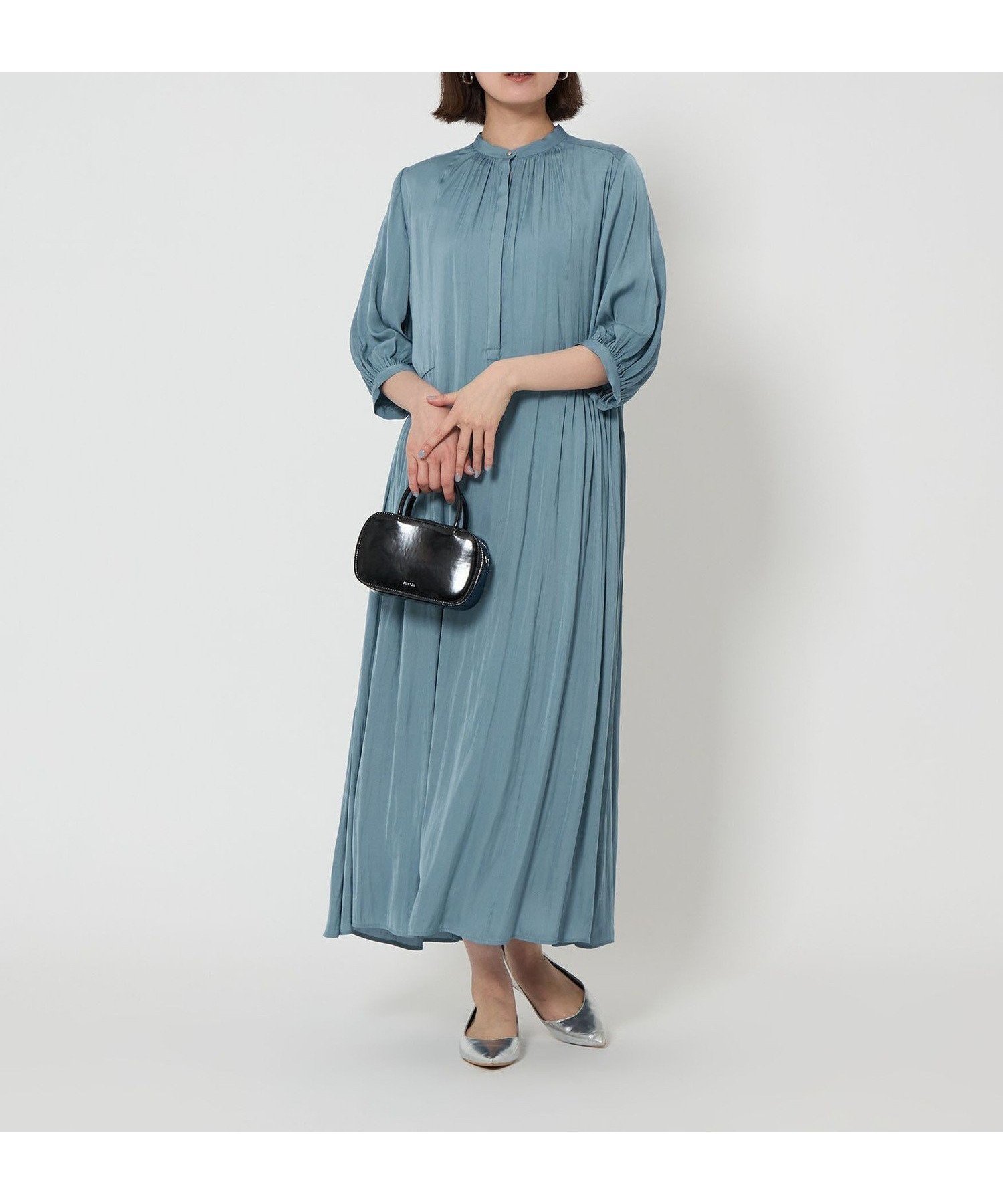 【ユナイテッドアローズ/UNITED ARROWS】のサテン ギャザー ショートスリーブ ワンピース インテリア・キッズ・メンズ・レディースファッション・服の通販 founy(ファニー) 　ファッション　Fashion　レディースファッション　Fashion for Women　ワンピース　Dresses　春　Spring　ギャザー　Gathered, Ruffled　サテン　Satin, Glossy Fabric　ショート　Short, Short Length　スリーブ　Sleeve, Long Sleeve / Short Sleeve　フロント　Front, Front Design　半袖　Short Sleeve, Half Sleeve　アウトレット　Outlet / Clearance　おすすめ　Recommended / Our Picks　エレガント 上品　Elegant　セレモニー　Ceremony　結婚式　Wedding　二次会　After Party　ビジネス 仕事 通勤　Business / Work / Commuting　COBALT|ID: prp329100004888244 ipo3291000000036504484