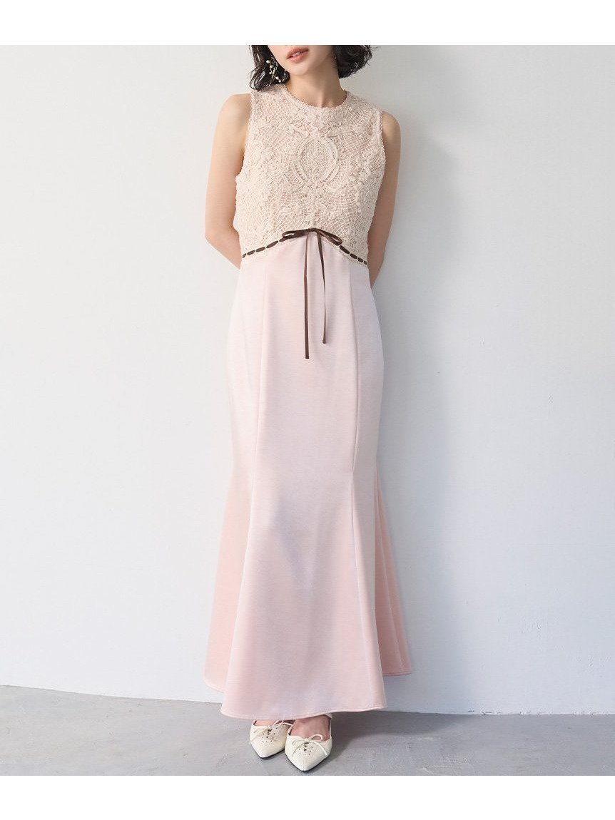 【リリーブラウン/Lily Brown】のエンブロイダリーヴィンテージサテンドレス インテリア・キッズ・メンズ・レディースファッション・服の通販 founy(ファニー) 　ファッション　Fashion　レディースファッション　Fashion for Women　ワンピース　Dresses　フォーマル・パーティードレス・結婚式用ドレス　Elegant & Casual Dresses　サテン　Satin, Glossy Fabric　スマート　Smart, Elegant　ドレス　Dress, One-Piece　フォーマル　Formal, Dressy　フレア　Flare, Flared　リボン　Ribbon, Bow　レース　Lace, Lace Fabric　ロング　Long, Long-Length　エレガント 上品　Elegant　PNK[066]|ID: prp329100004888260 ipo3291000000036504584