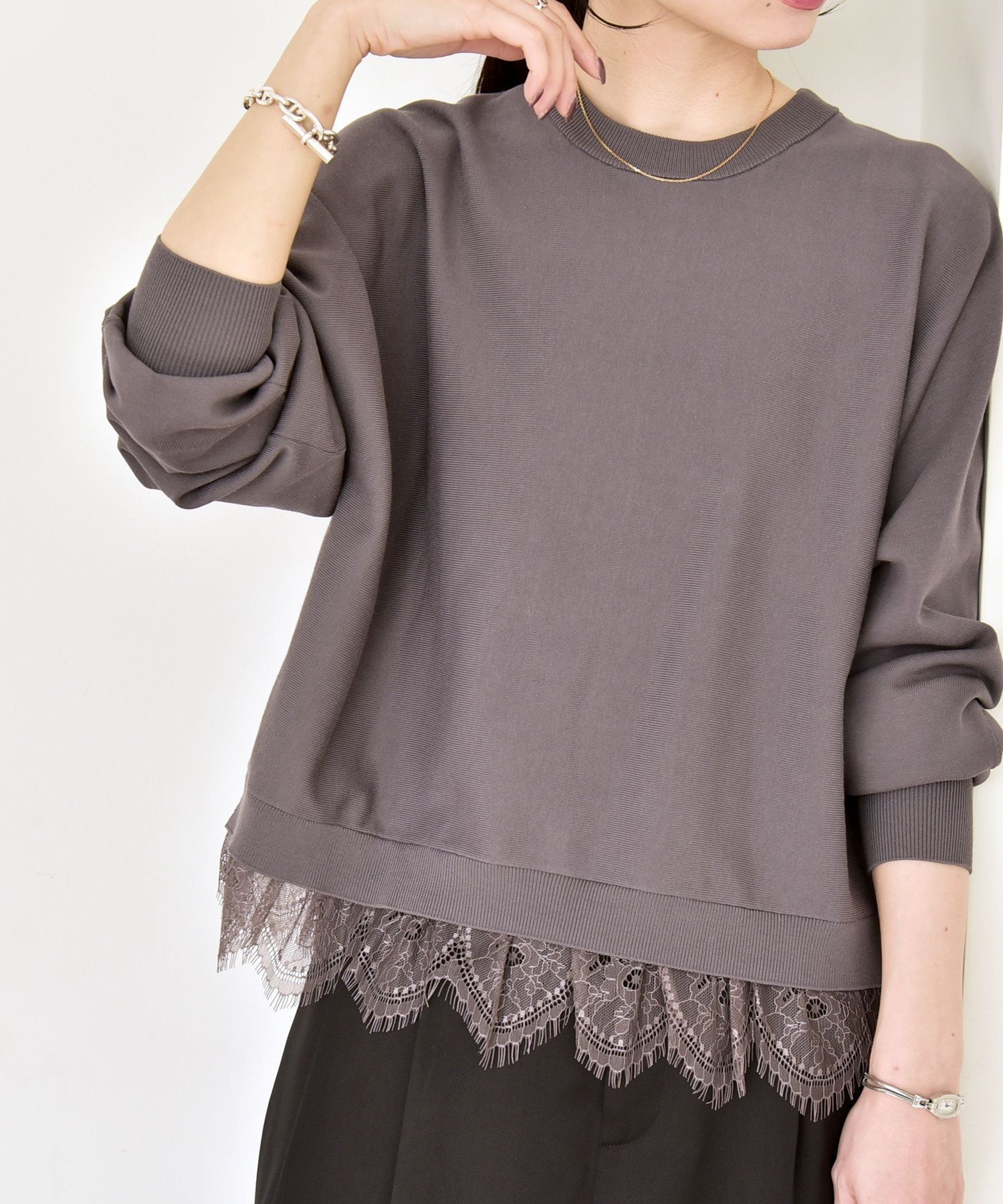 【シップス フォー ウィメン/SHIPS】のquaranciel 手洗い可能 レースヘム ドルマン ニット プルオーバー 人気、トレンドファッション・服の通販 founy(ファニー) 　ファッション　Fashion　レディースファッション　Fashion for Women　トップス・カットソー　Cut & Sew Tops　ニット　Knit Tops & Sweaters　カジュアルプルオーバー・ニットトップス　Pullovers & Knit Tops / Casual Pullovers　洗える　Machine Washable　今季　This Season, Current Season　シンプル　Simple, Minimal　ストレッチ　Stretch, Stretchy Fabric　スラックス　Slacks, Dress Pants　デニム　Denim, Jeans Material　トレンド　Trend, Trending Now　フェミニン　Feminine, Girly　レース　Lace, Lace Fabric　おすすめ　Recommended / Our Picks　エレガント 上品　Elegant　ビジネス 仕事 通勤　Business / Work / Commuting　2026年　2026　 other-1|ID: prp329100004889042 ipo3291000000036520703